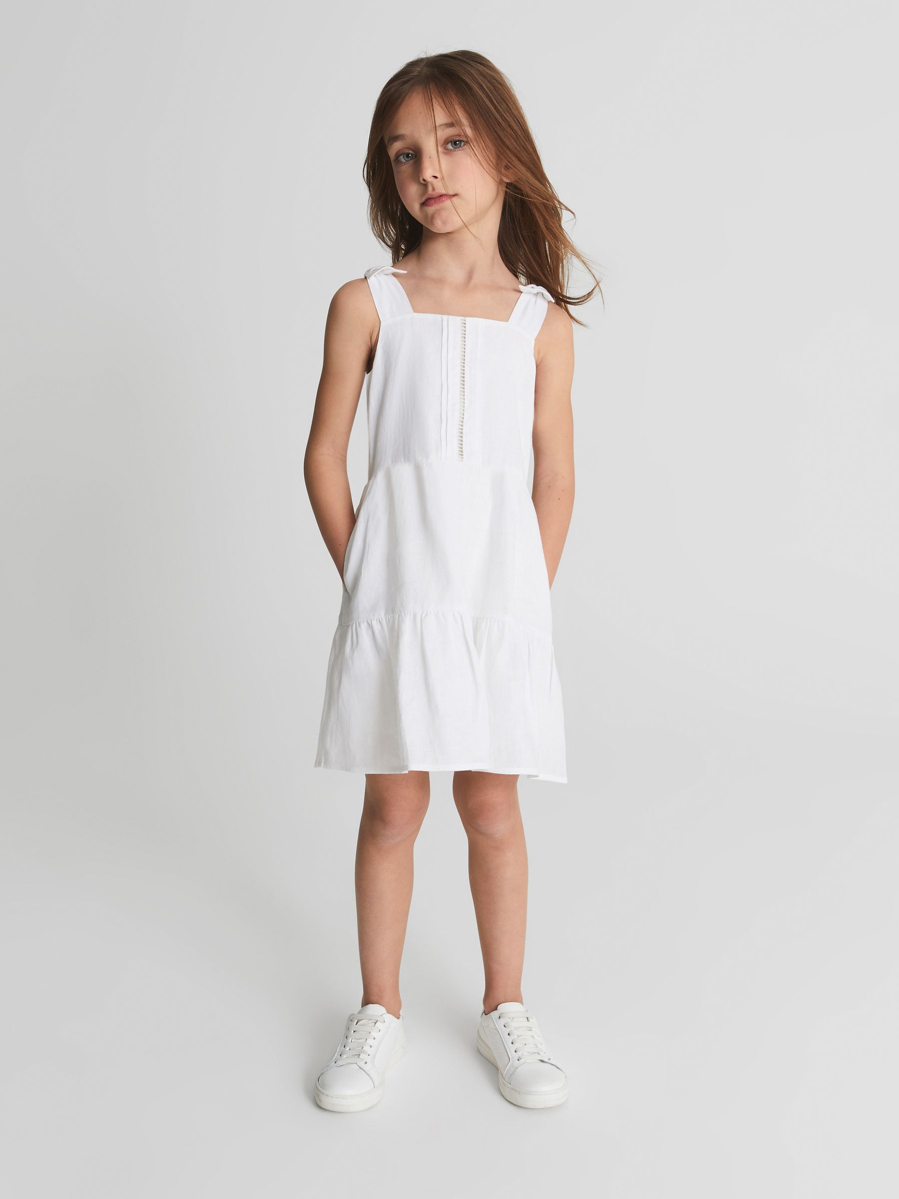 Tie Shoulder Mini Dress in White - Image 3 of 5
