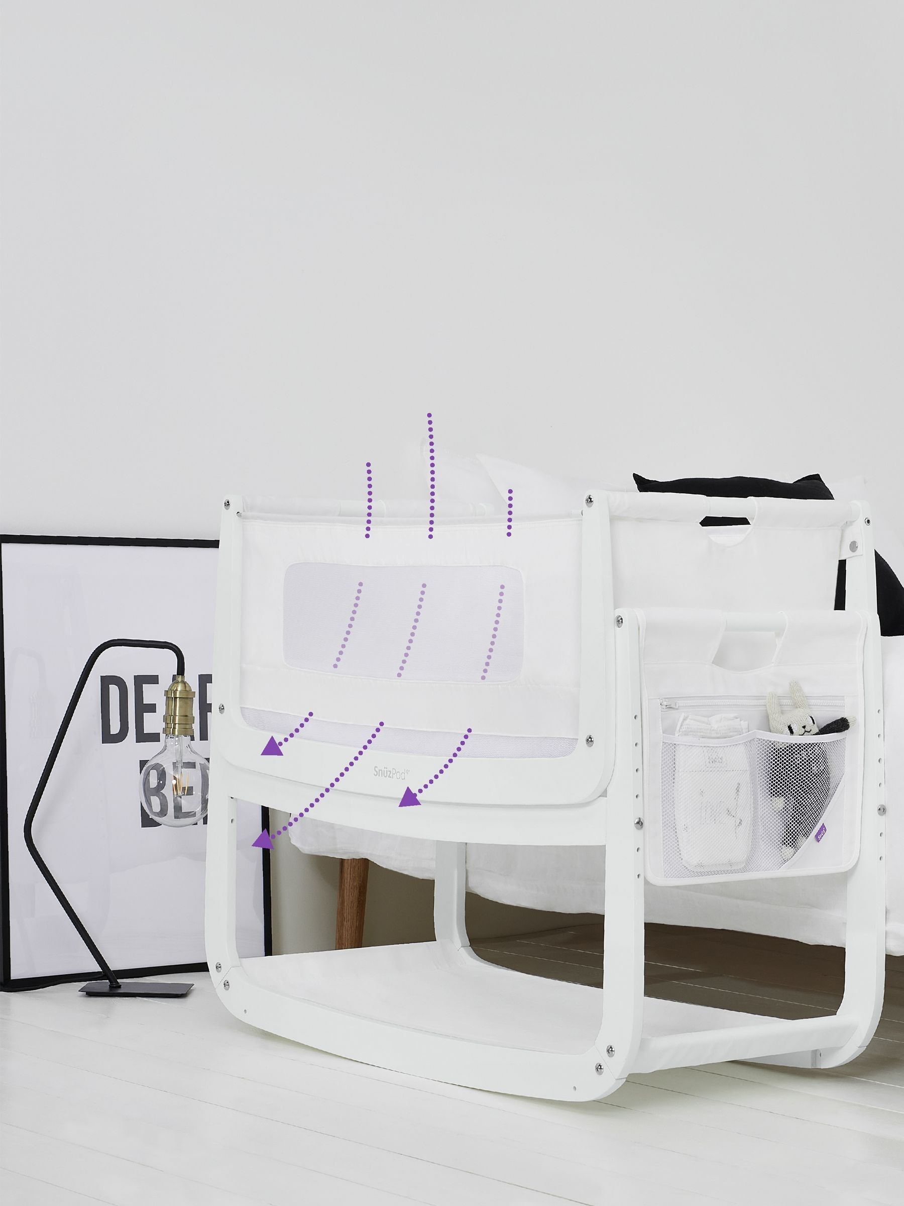 Snuz 4 Piece White SnuzPod4 Bedside Crib Bundle - Image 7 of 10