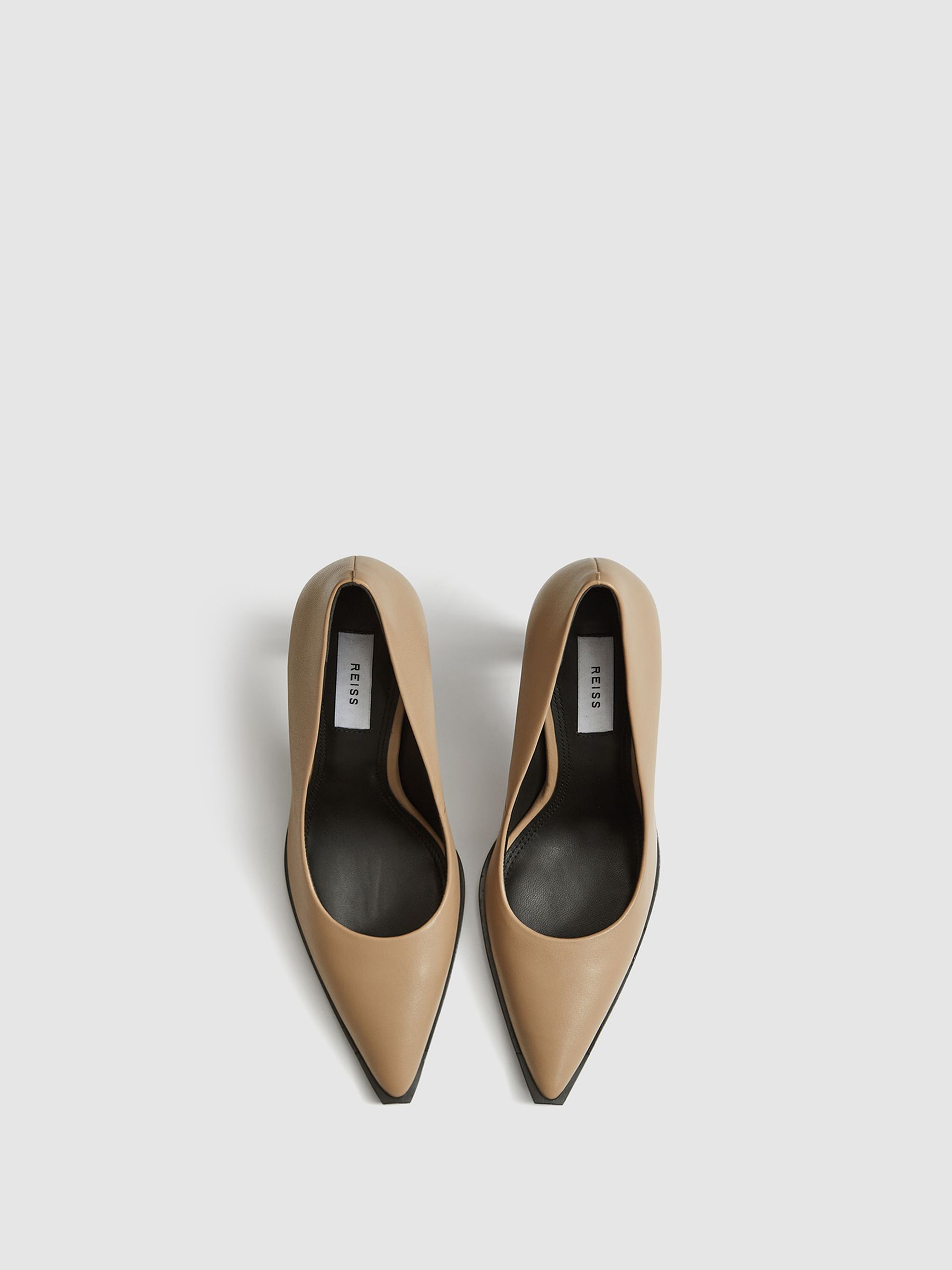 Leather Court Shoes in Taupe - Image 3 of 7