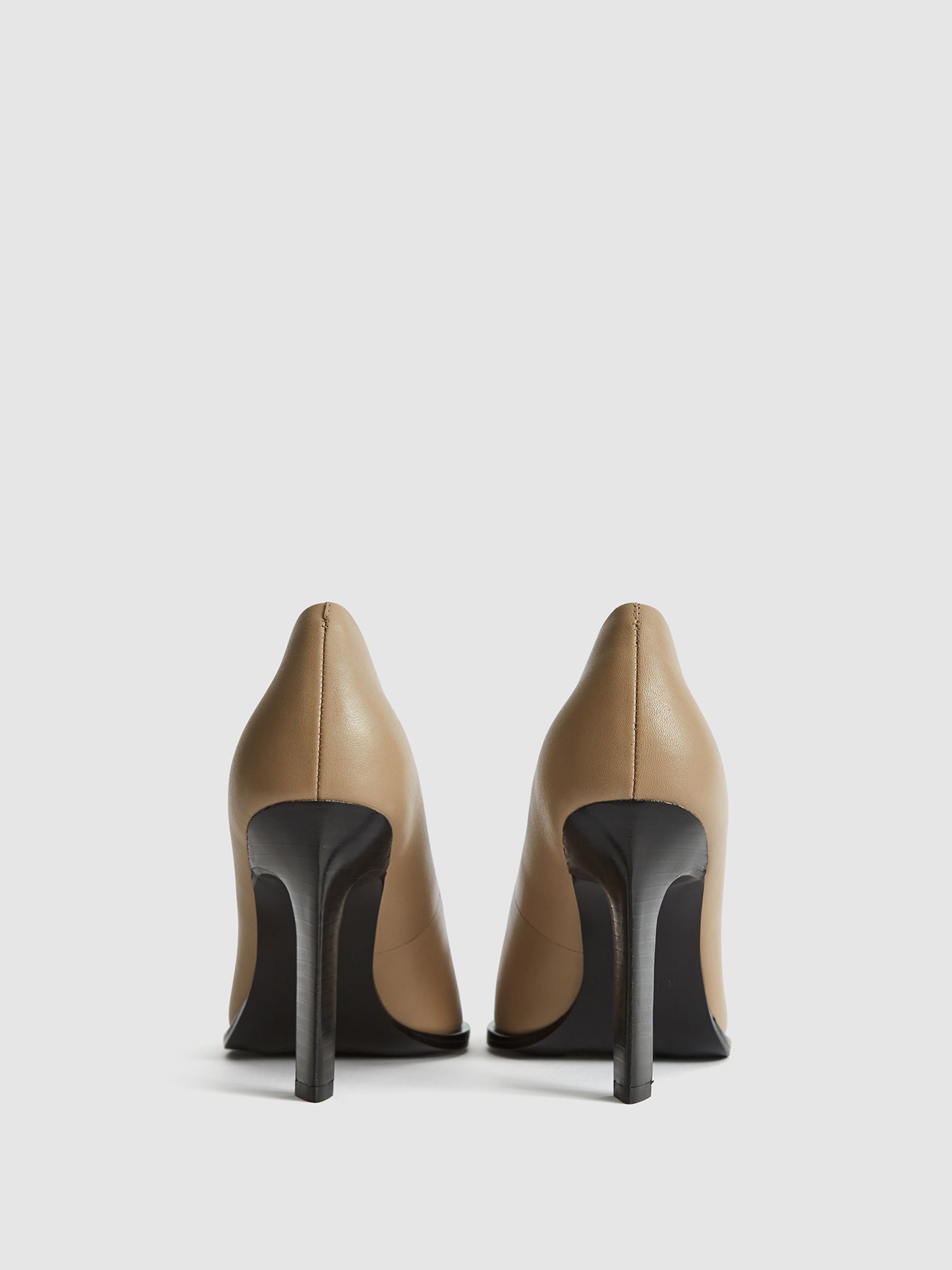Leather Court Shoes in Taupe - Image 5 of 7