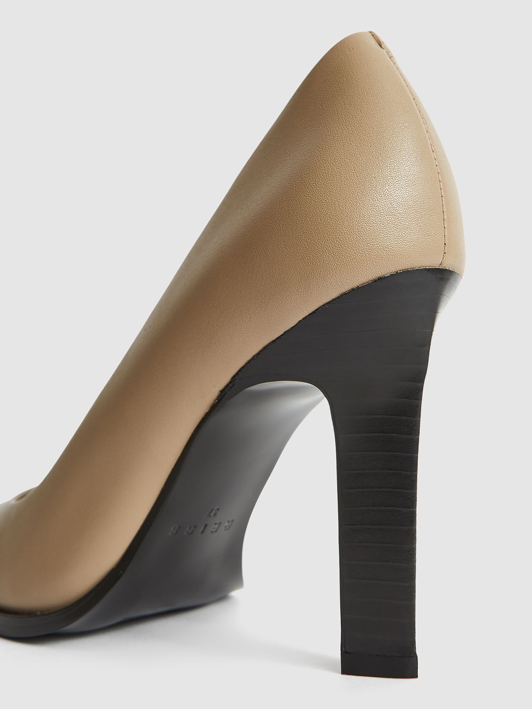 Leather Court Shoes in Taupe - Image 6 of 7