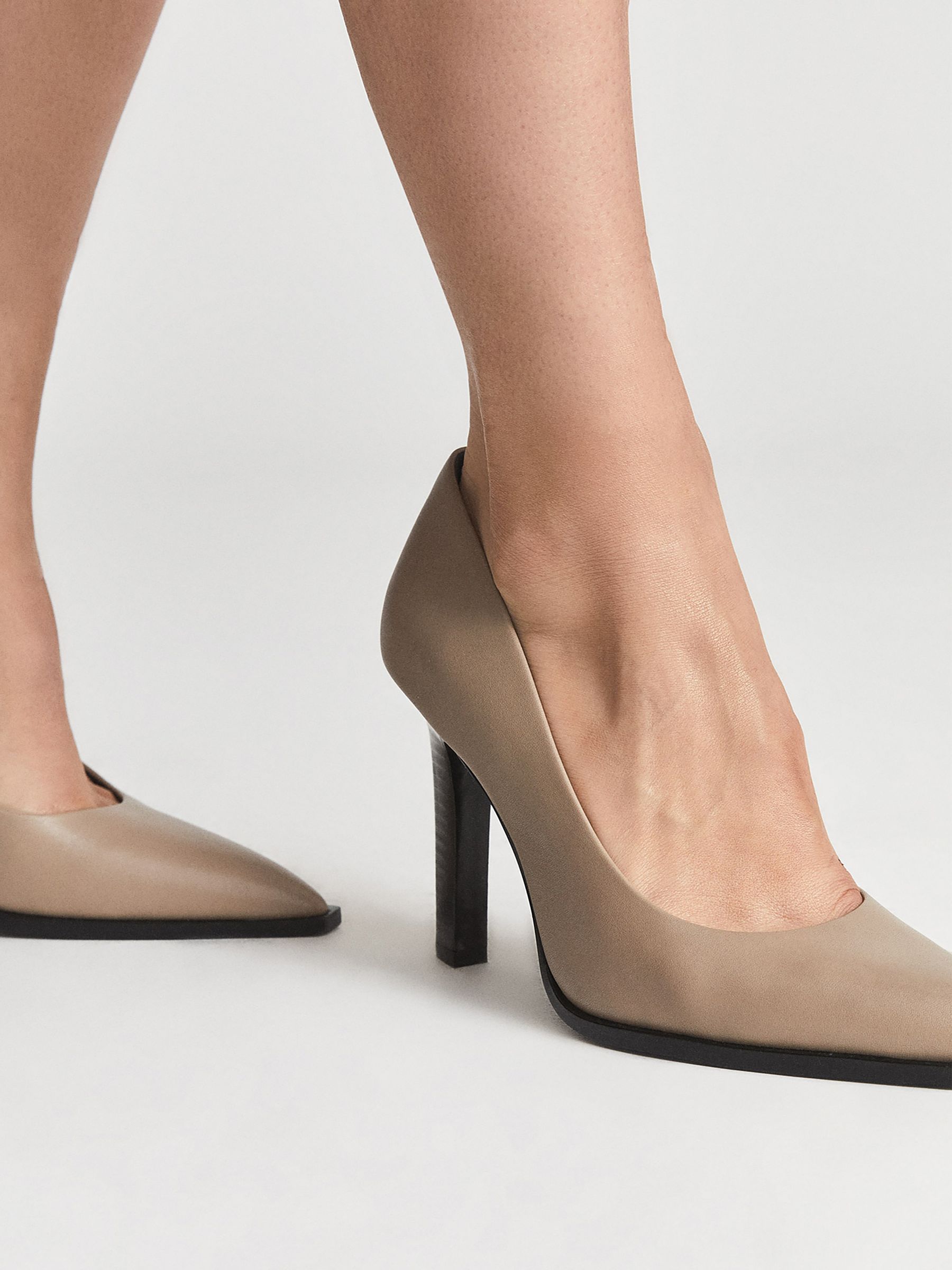 Leather Court Shoes in Taupe - Image 7 of 7
