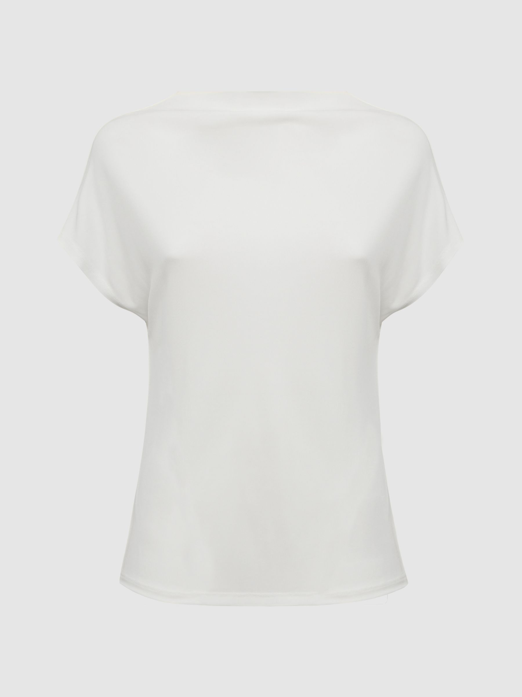 High Neck Jersey Top in Cream - Image 2 of 4