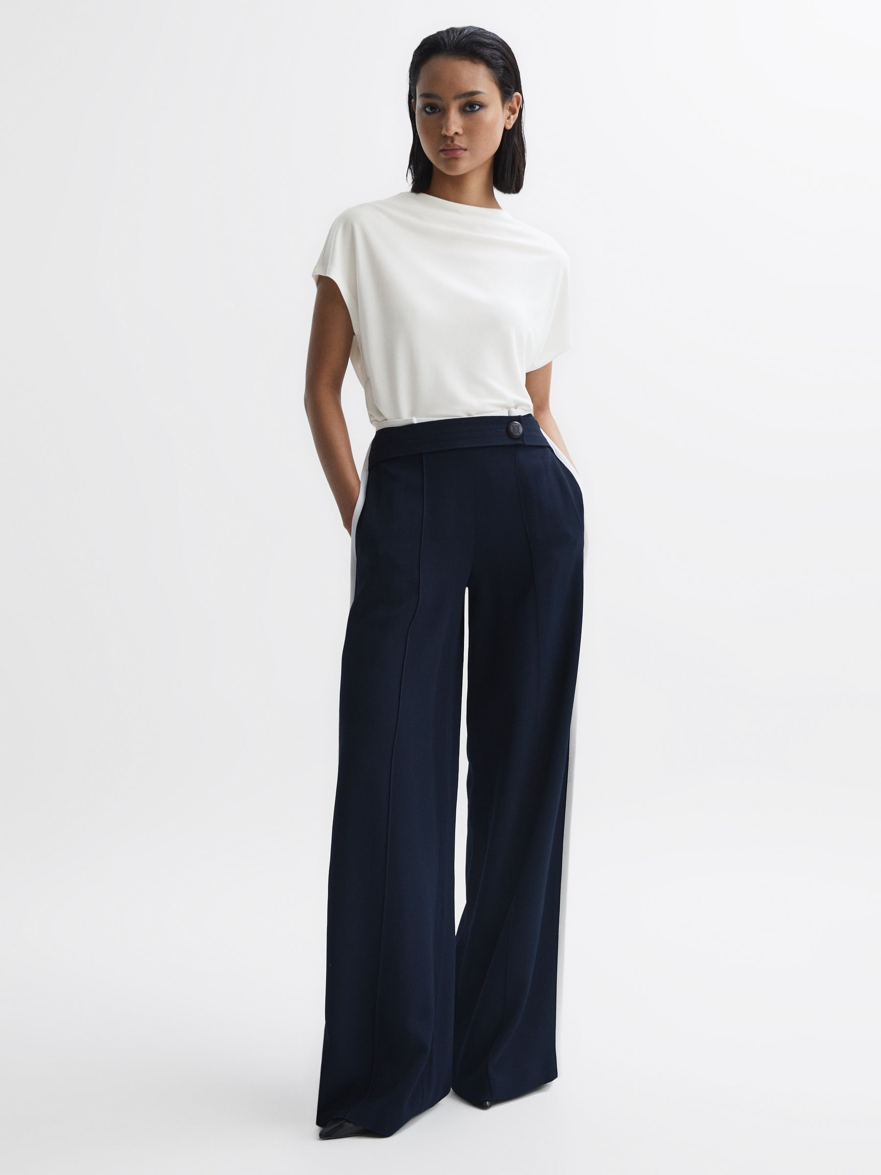 High Neck Jersey Top in Cream - Image 3 of 4