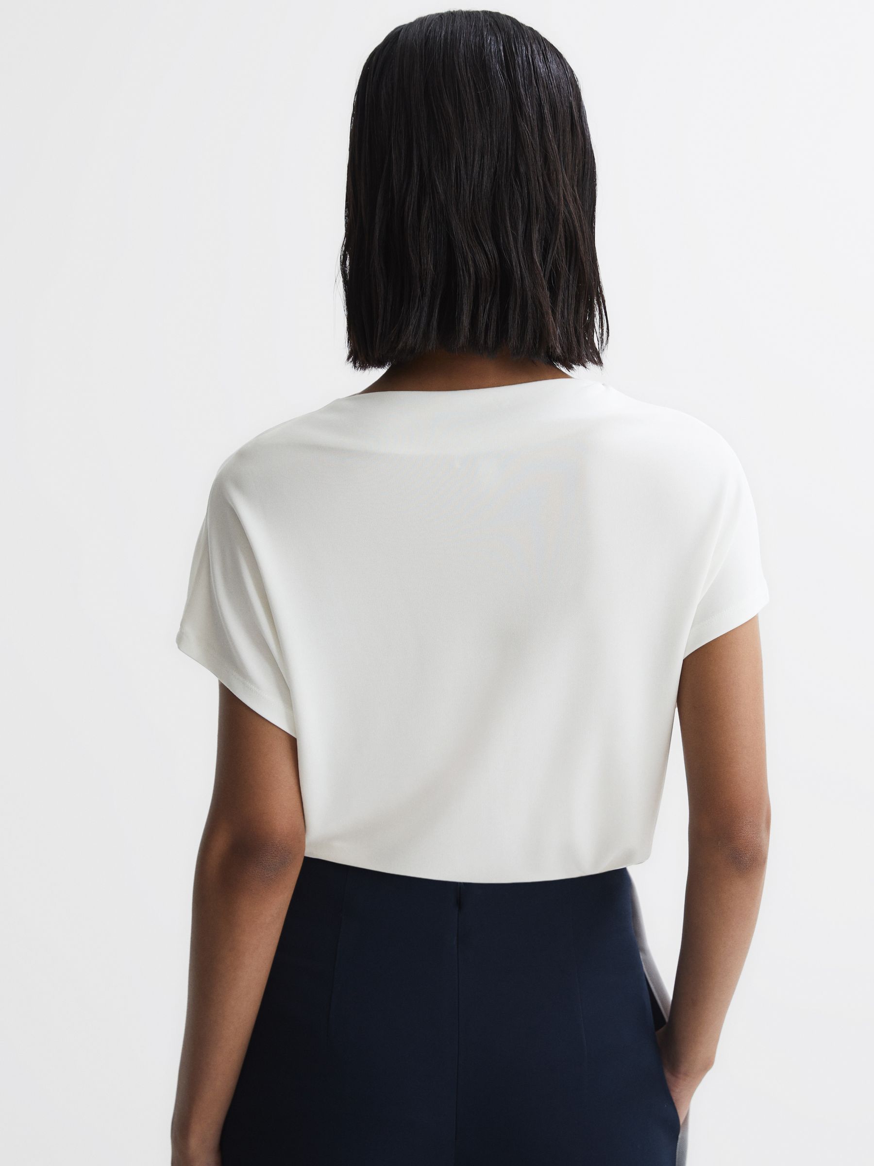 High Neck Jersey Top in Cream - Image 4 of 4