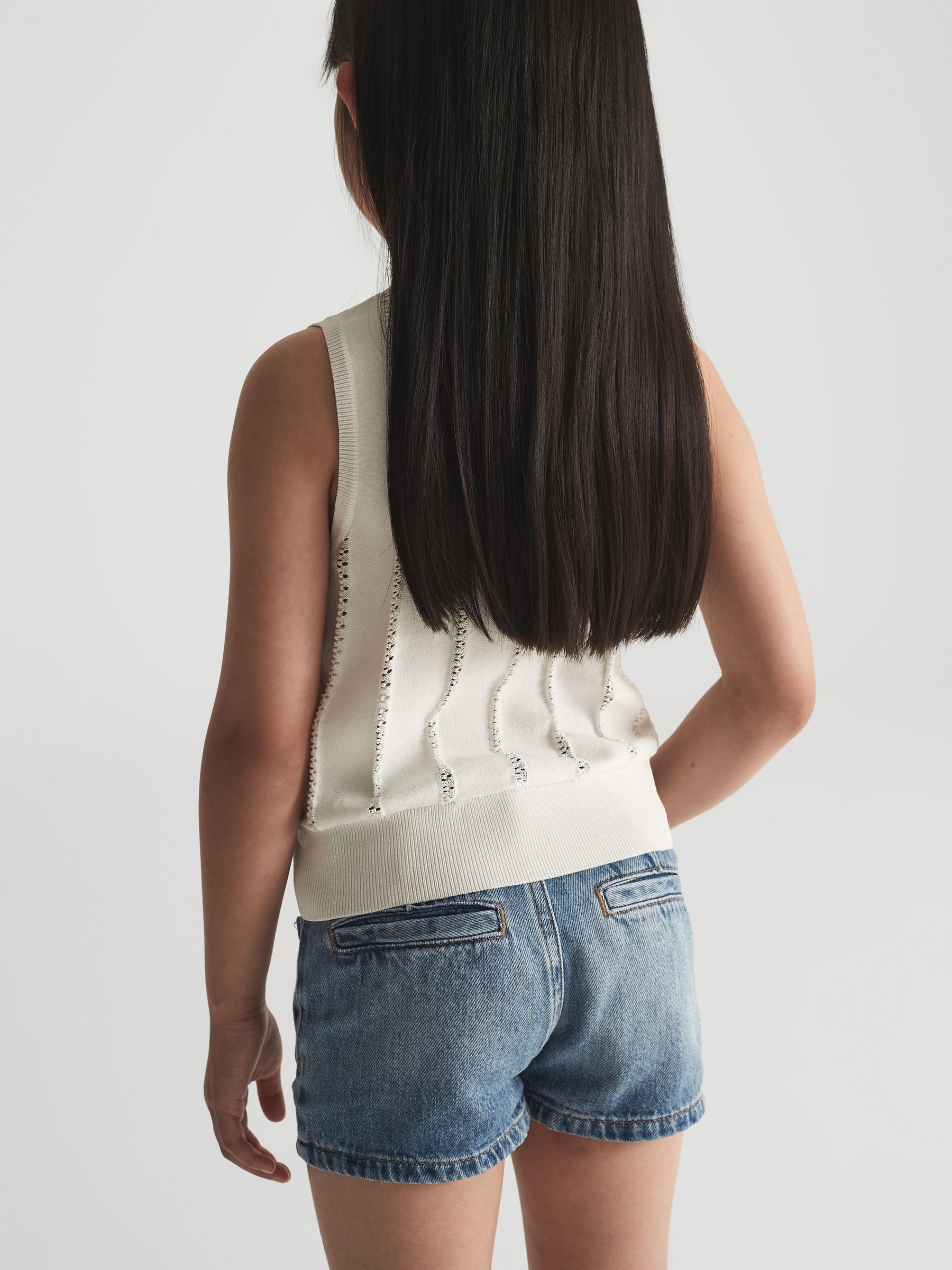 Plait Detail Denim Shorts in Light Blue - Image 5 of 6