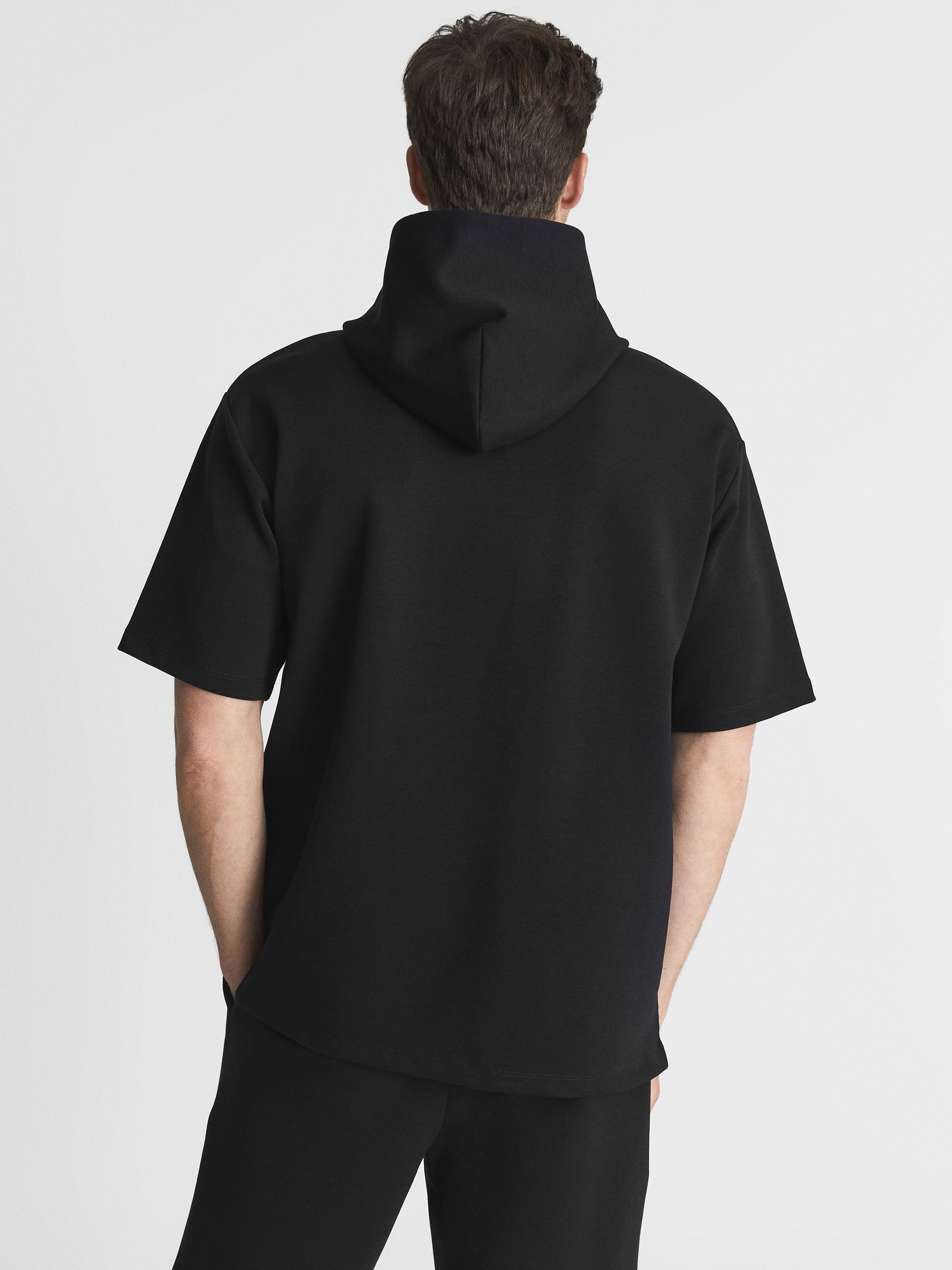 Interlock Short Sleeve Hoodie in Navy - Image 5 of 5