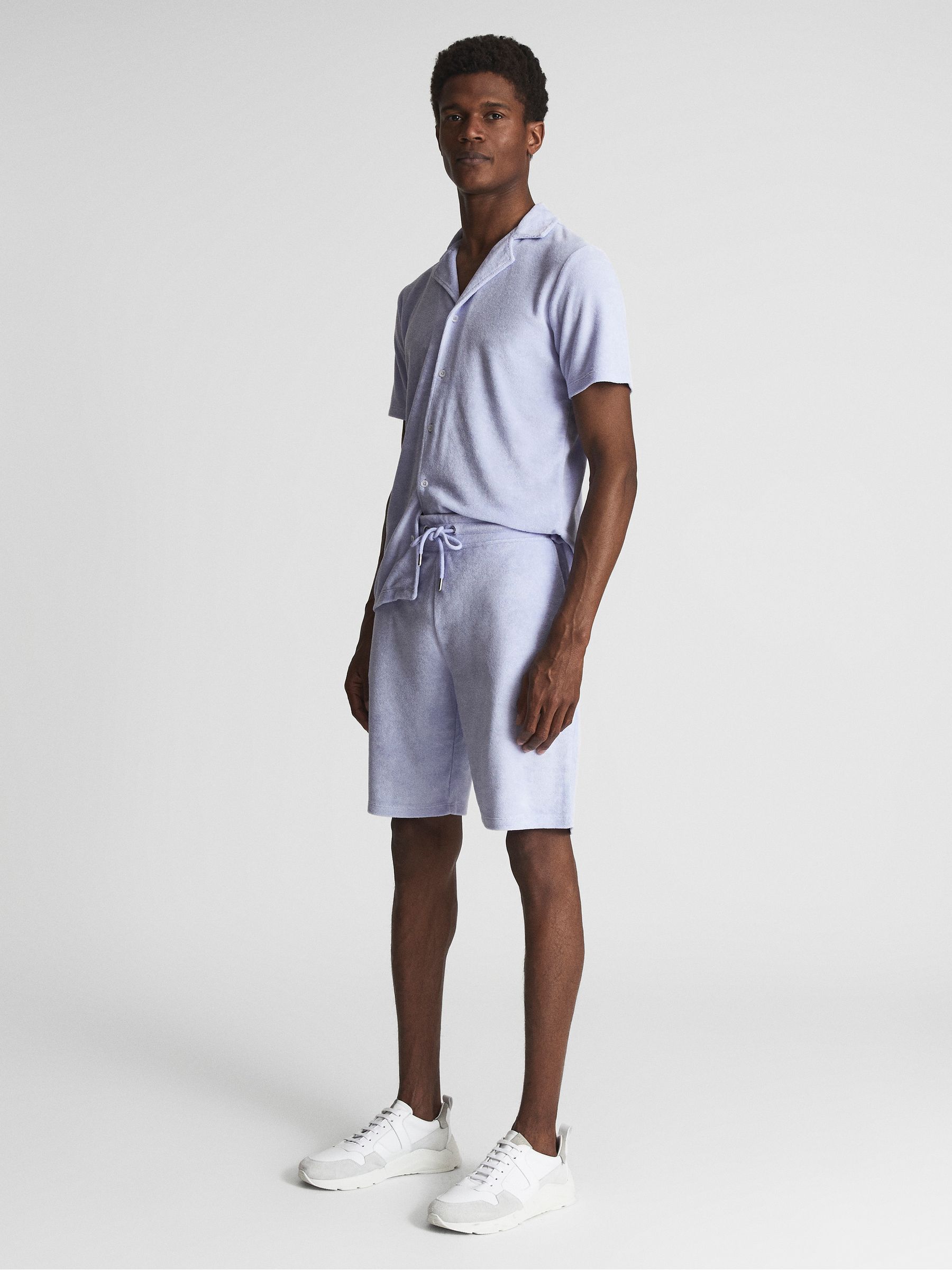 Towelling Shorts in Lilac - Image 3 of 5