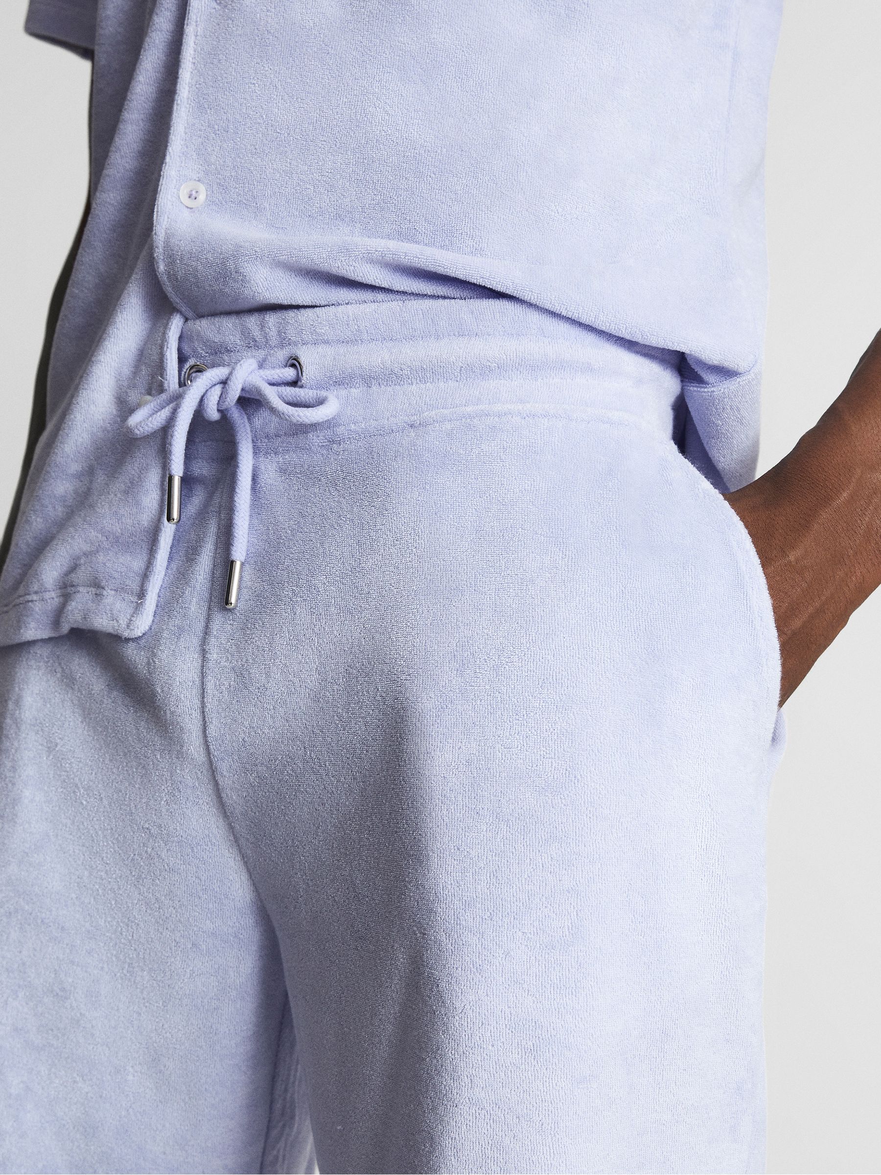 Towelling Shorts in Lilac - Image 4 of 5