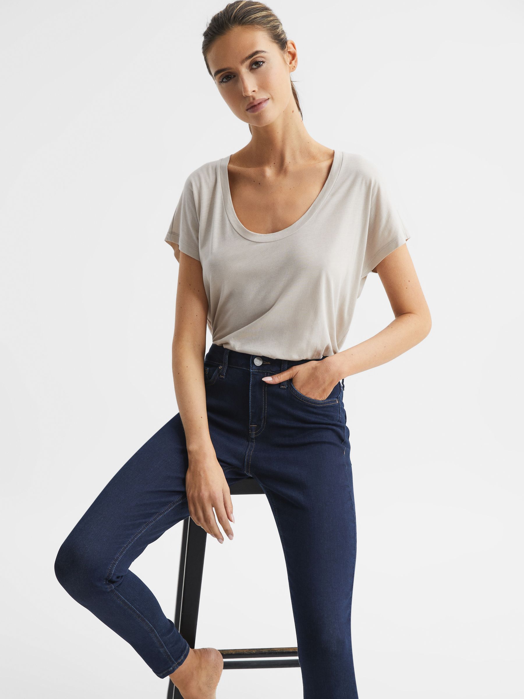 Mid Rise Skinny Jeans in Indigo - Image 7 of 8