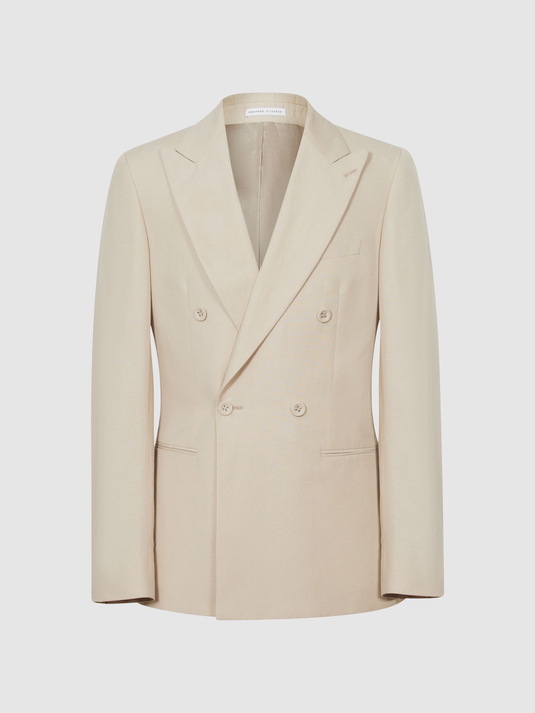 Reiss Double Breasted Linen Blazer in Stone - REISS Reiss Double Breasted Linen Blazer in Stone - REISS