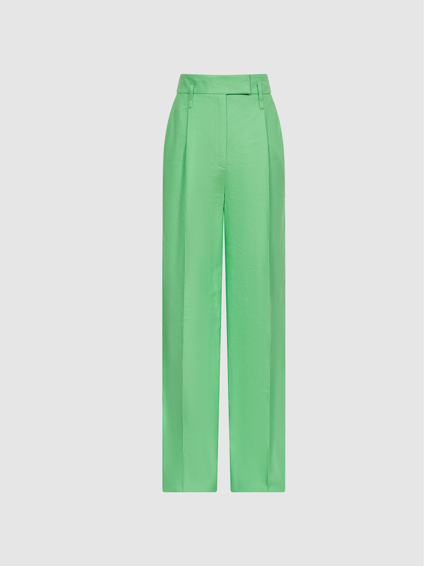 Wide Leg Tailored Trousers in Green - Image 2 of 7
