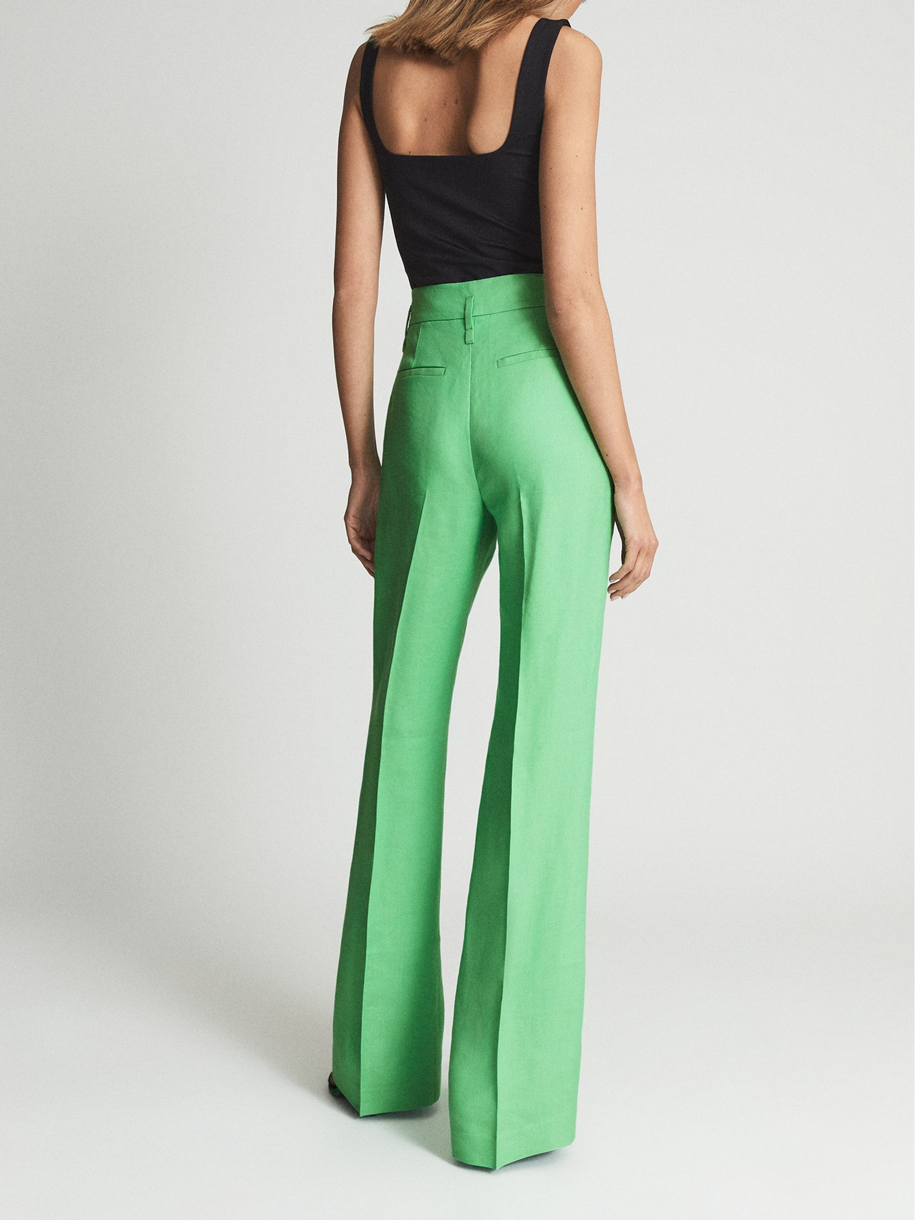 Wide Leg Tailored Trousers in Green - Image 5 of 7