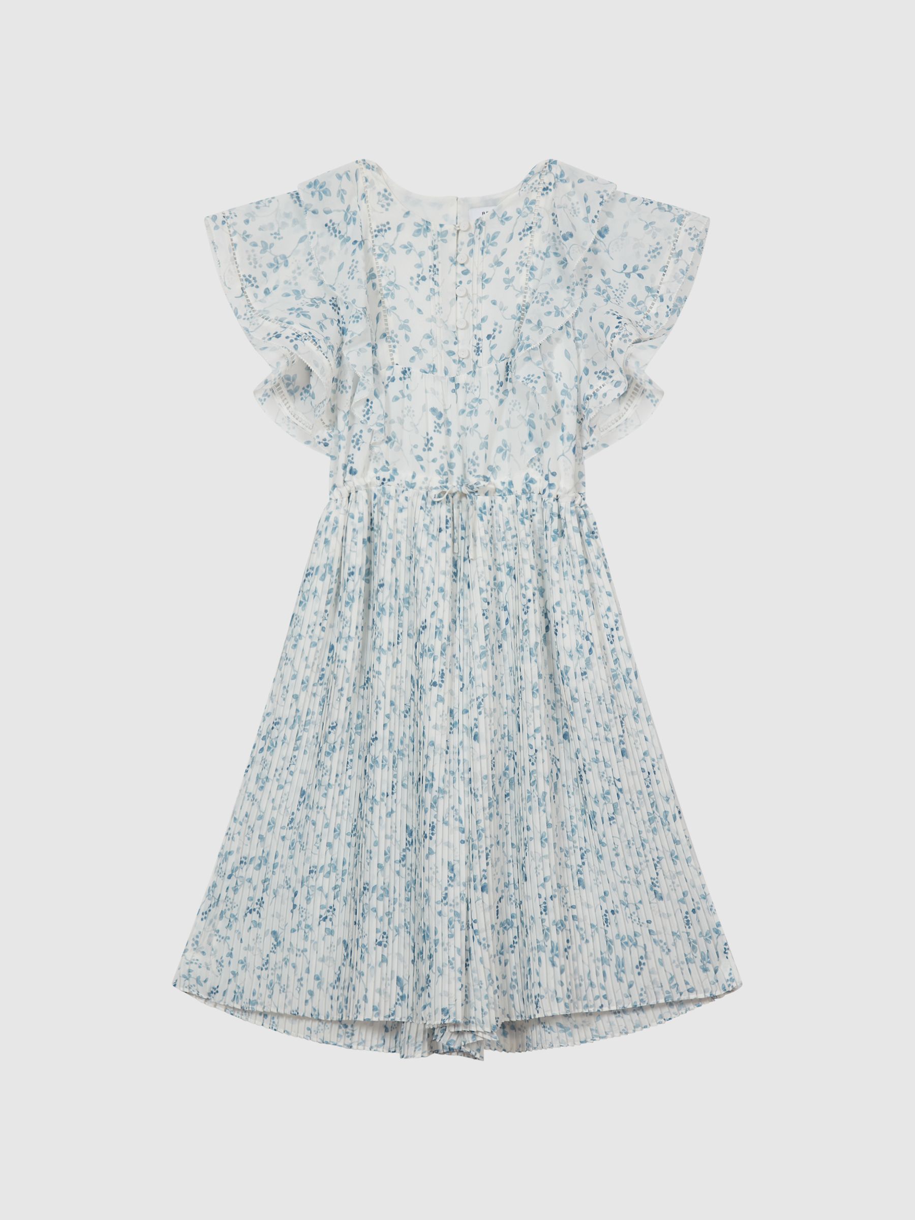 Print Pleated Jumpsuit in Blue Print - Image 2 of 6