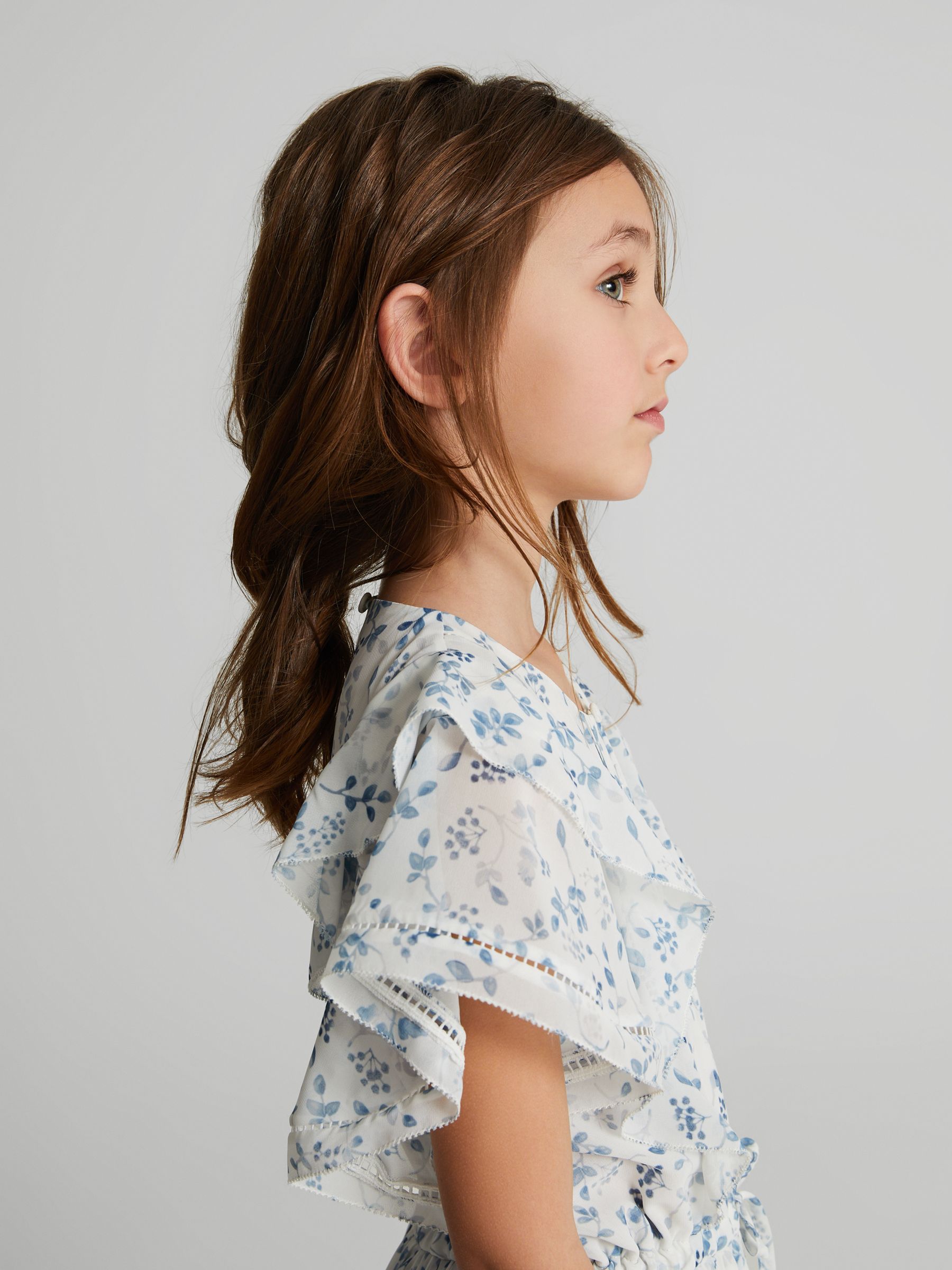 Print Pleated Jumpsuit in Blue Print - Image 3 of 6