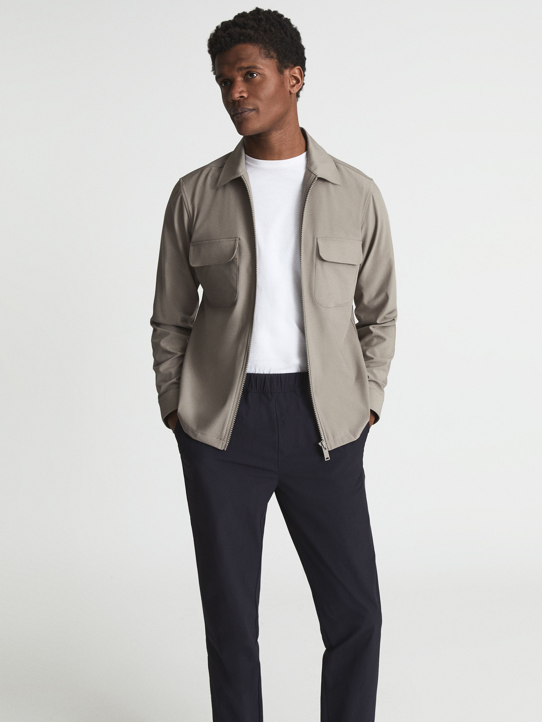 Elasticated Waist Technical Trousers in Navy - Image 6 of 6