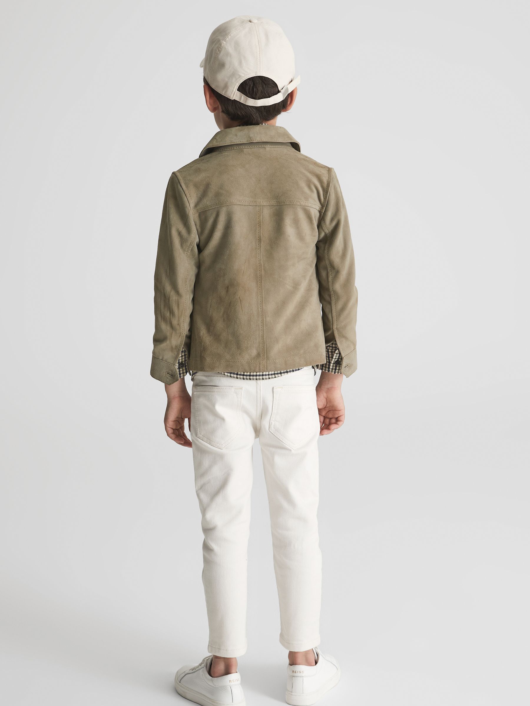 Junior Suede Overshirt in Sage - Image 5 of 9
