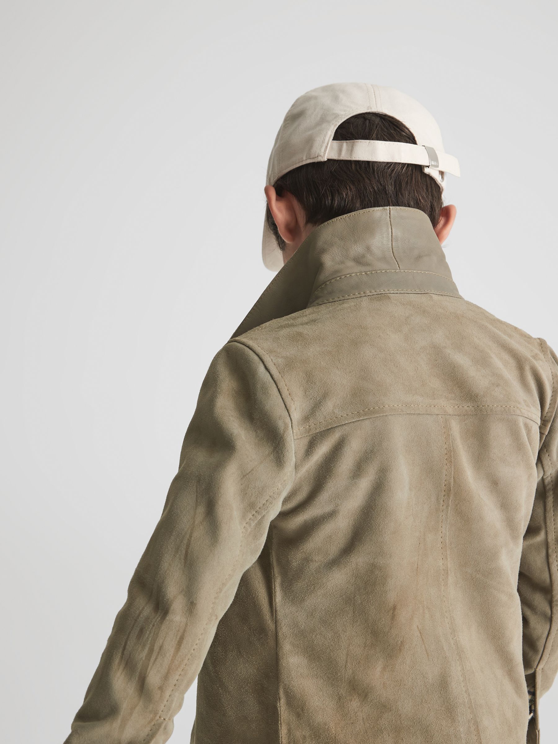 Junior Suede Overshirt in Sage - Image 6 of 9