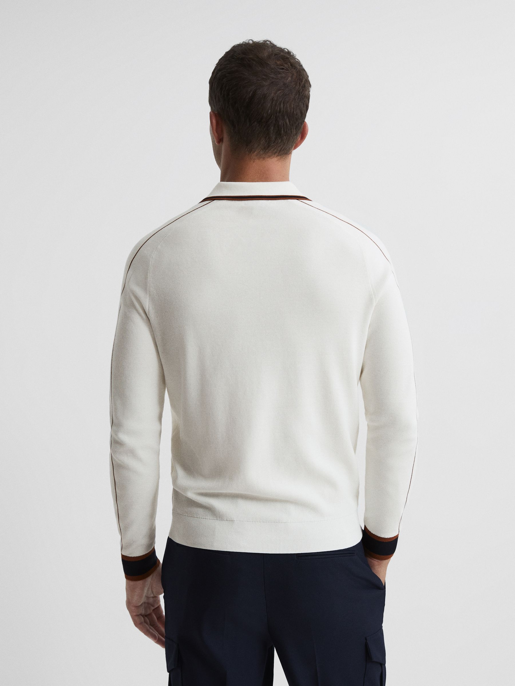 Half Zip Tipped Polo in White - Image 5 of 6