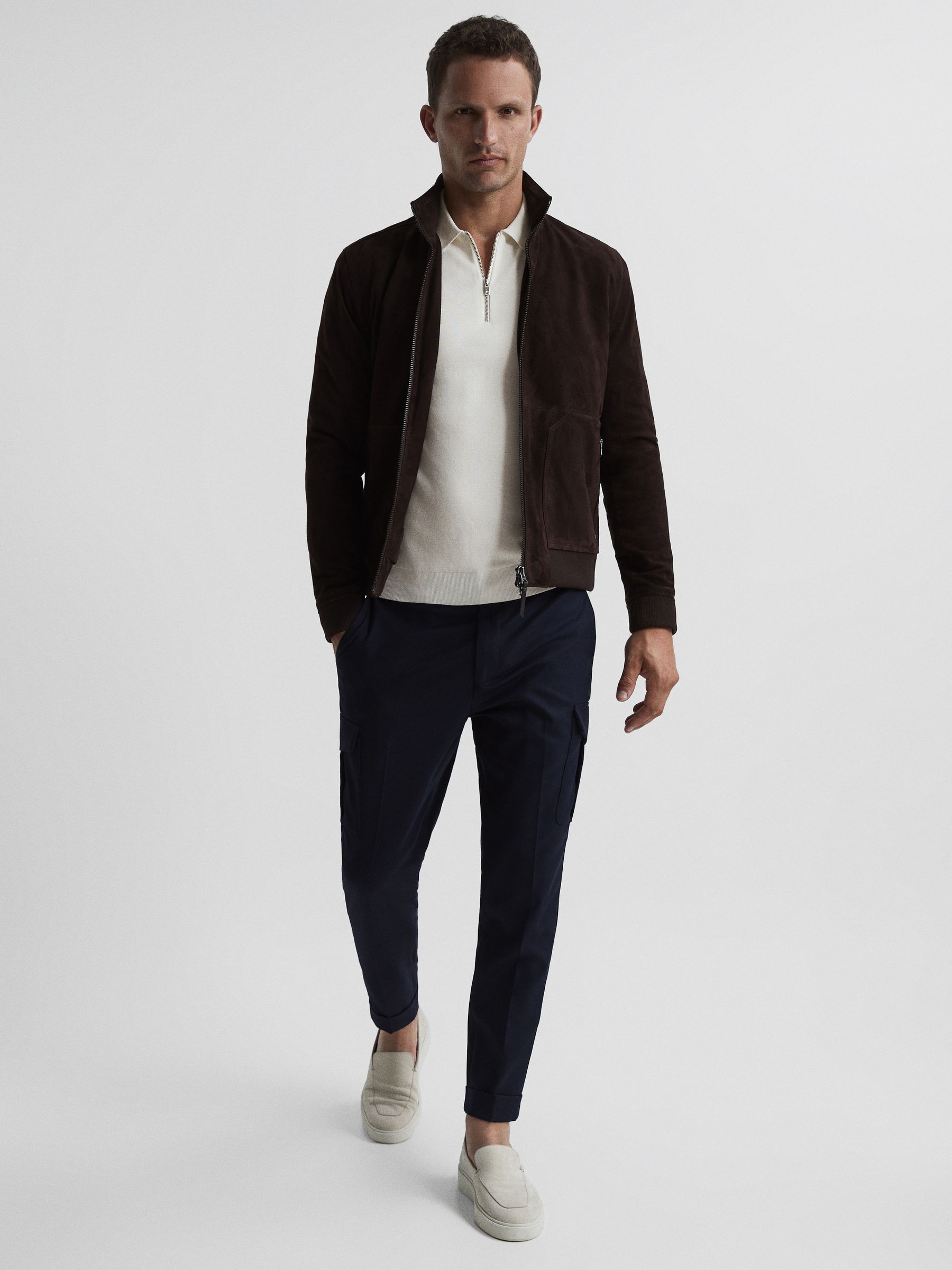 Half Zip Tipped Polo in White - Image 6 of 6