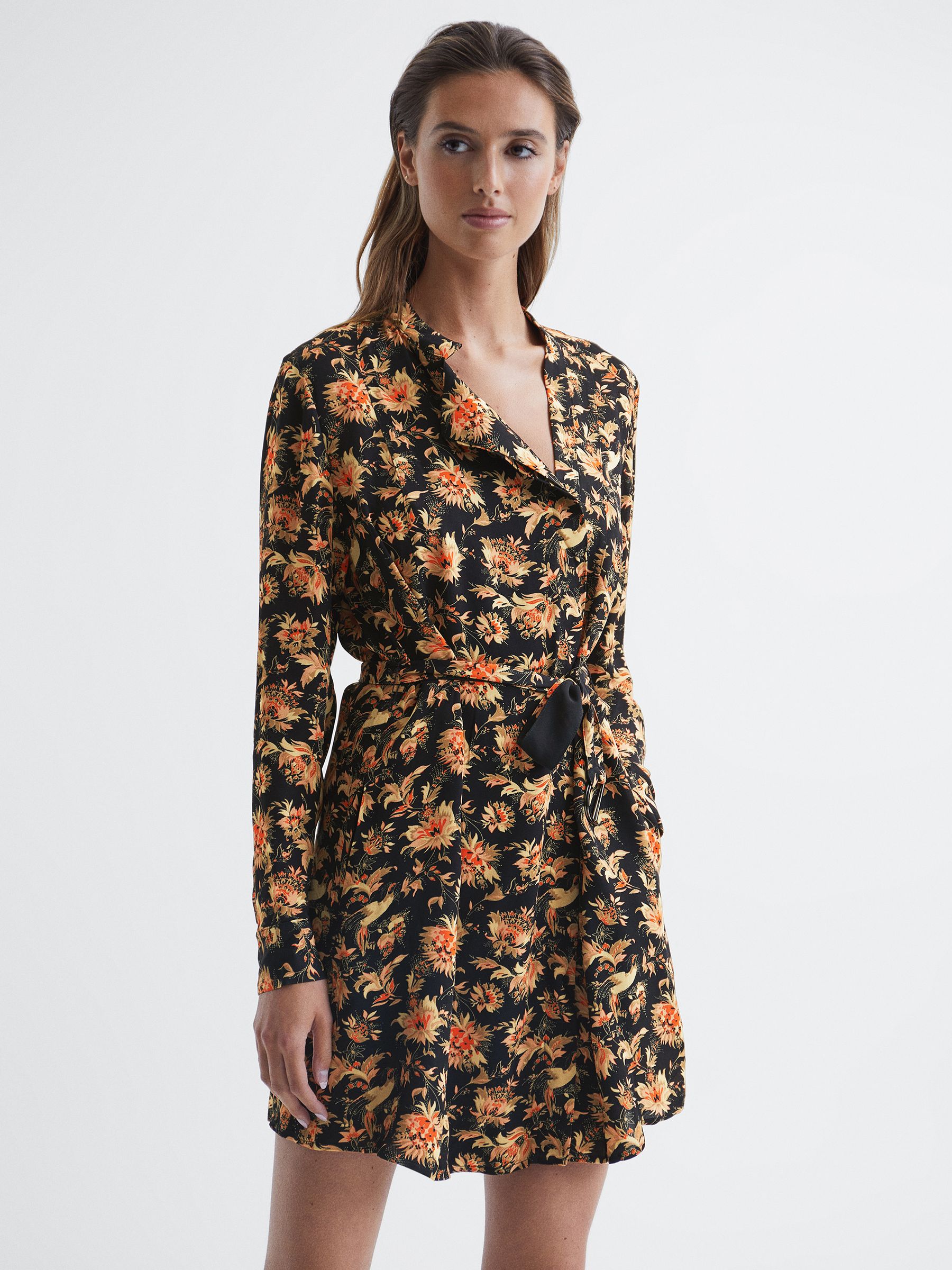Vintage Print Floral Flippy Dress in Black - Image 3 of 7
