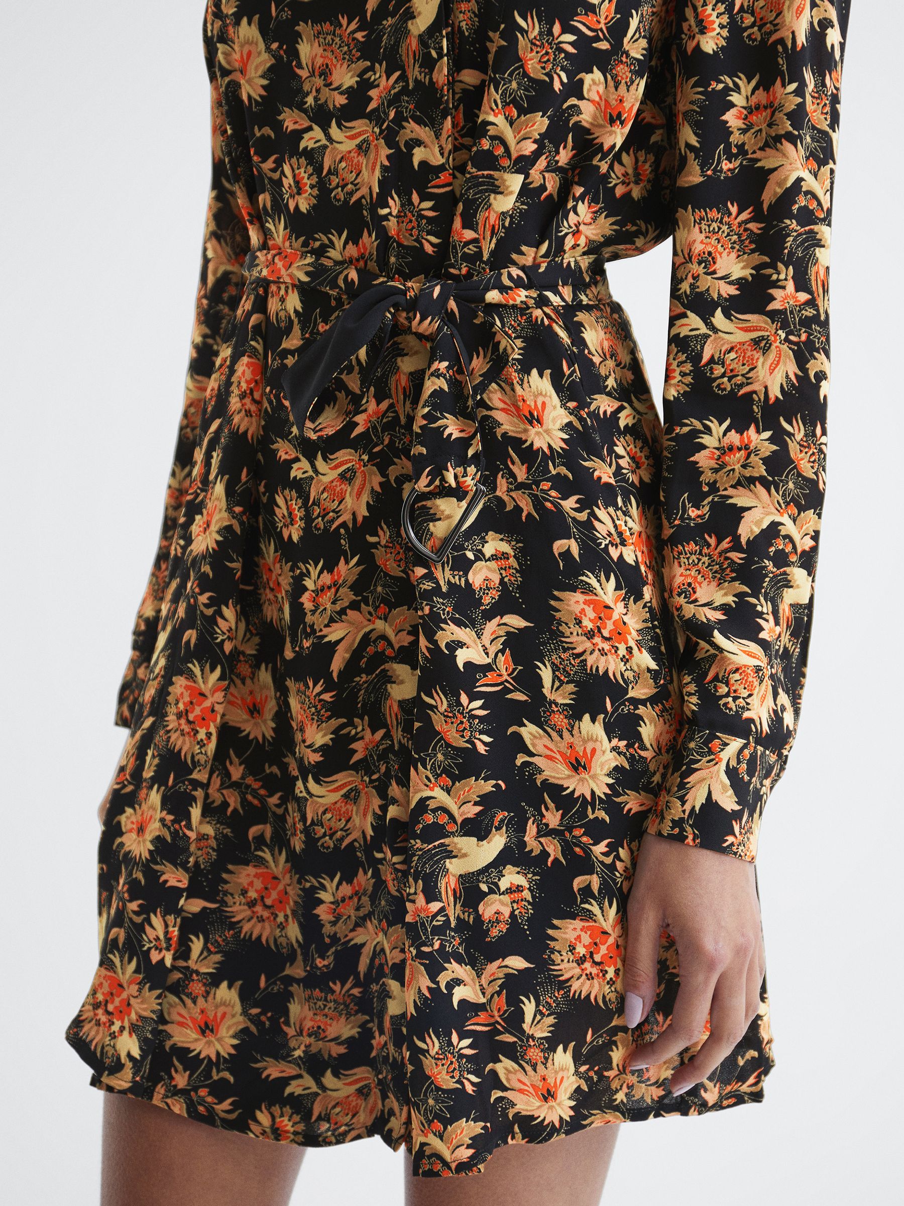 Vintage Print Floral Flippy Dress in Black - Image 4 of 7