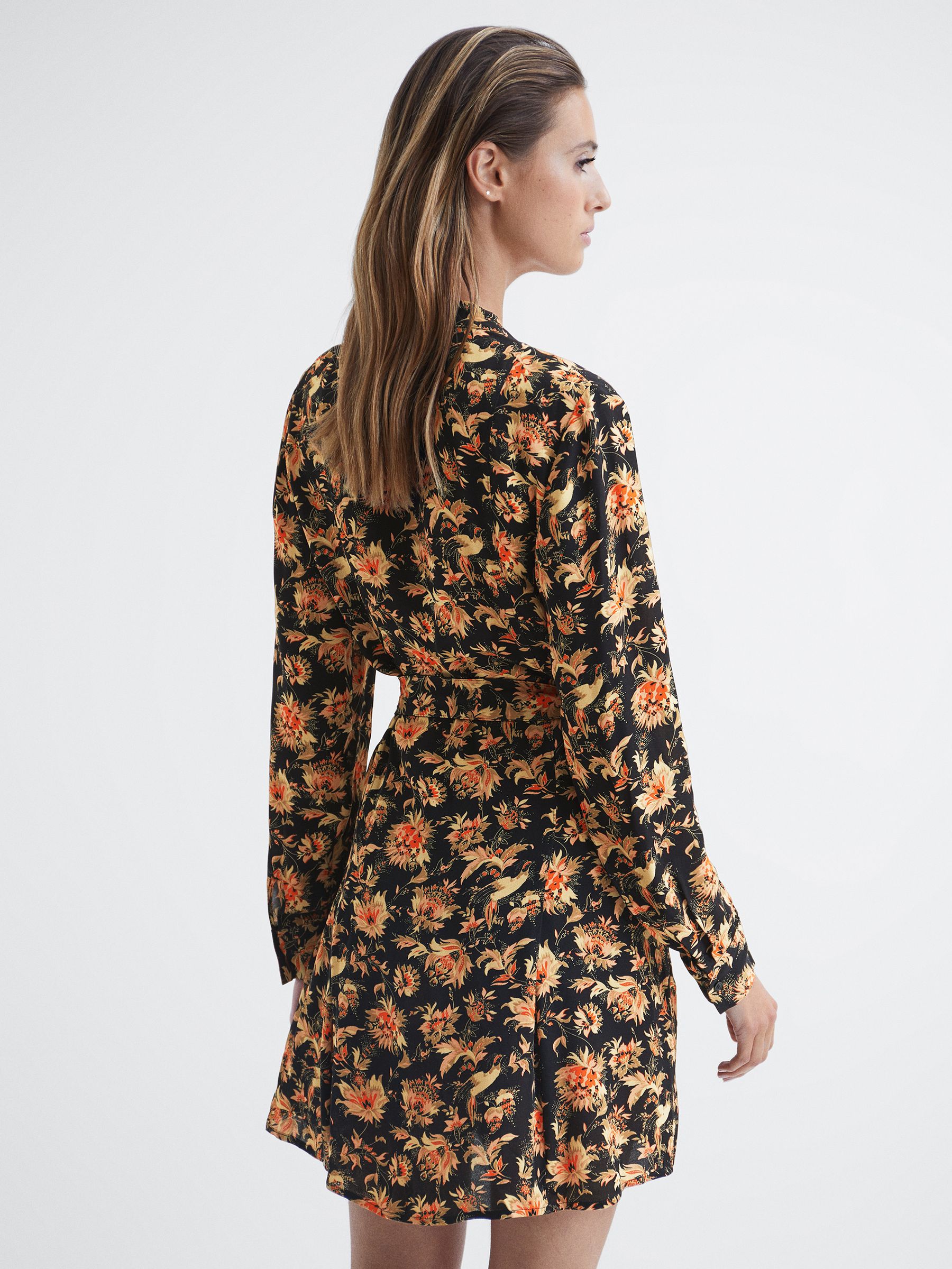 Vintage Print Floral Flippy Dress in Black - image 3