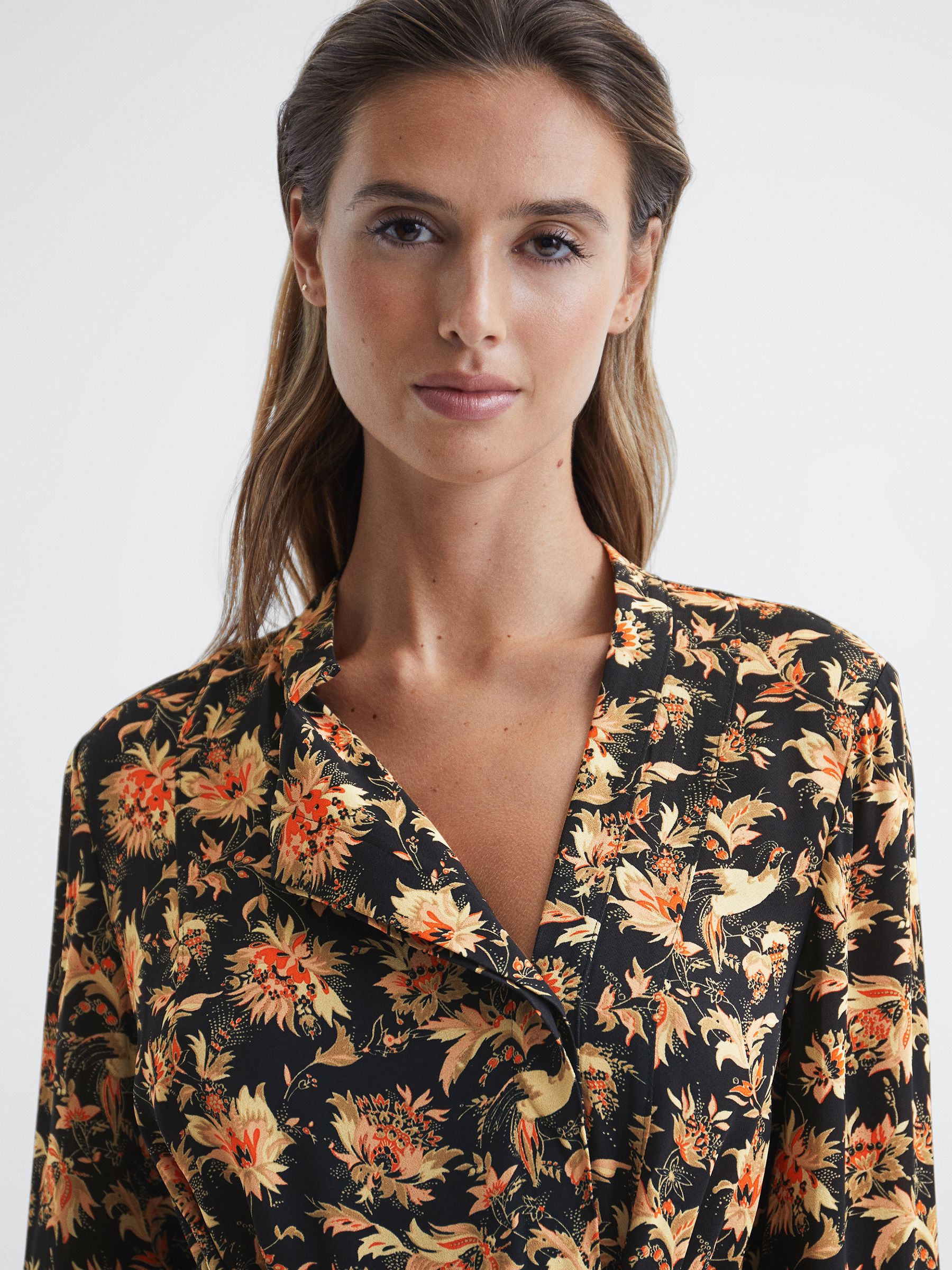 Vintage Print Floral Flippy Dress in Black - image 4