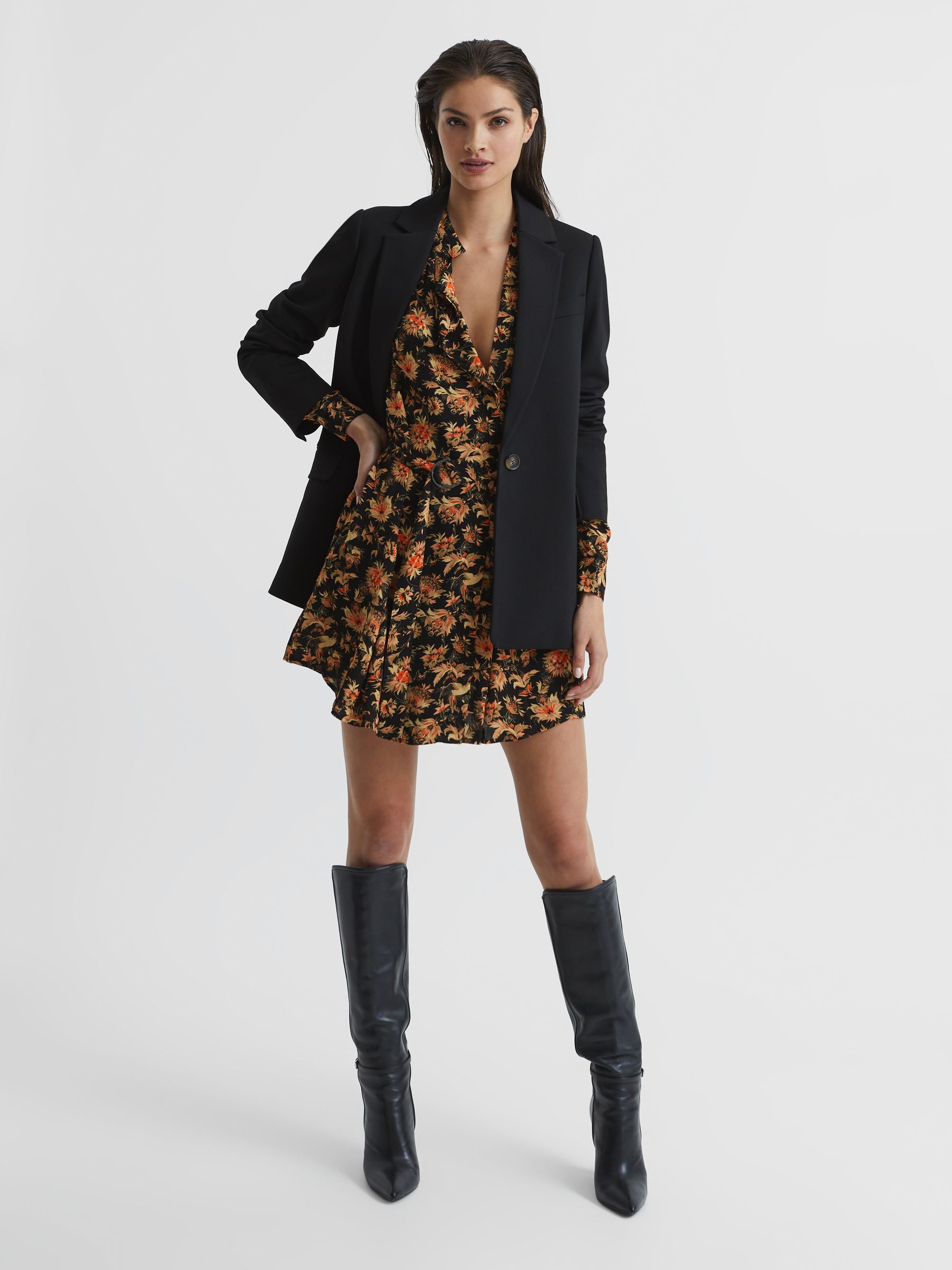 Vintage Print Floral Flippy Dress in Black - image 5