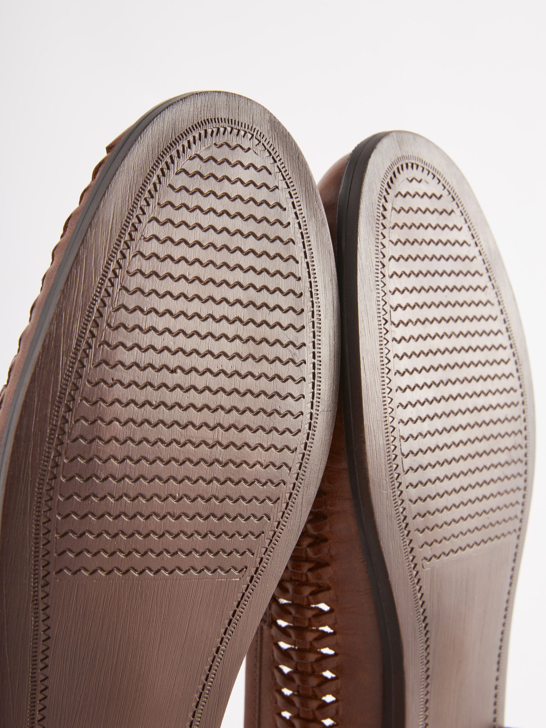 Tan Brown Leather Weave Loafers - Image 6 of 6