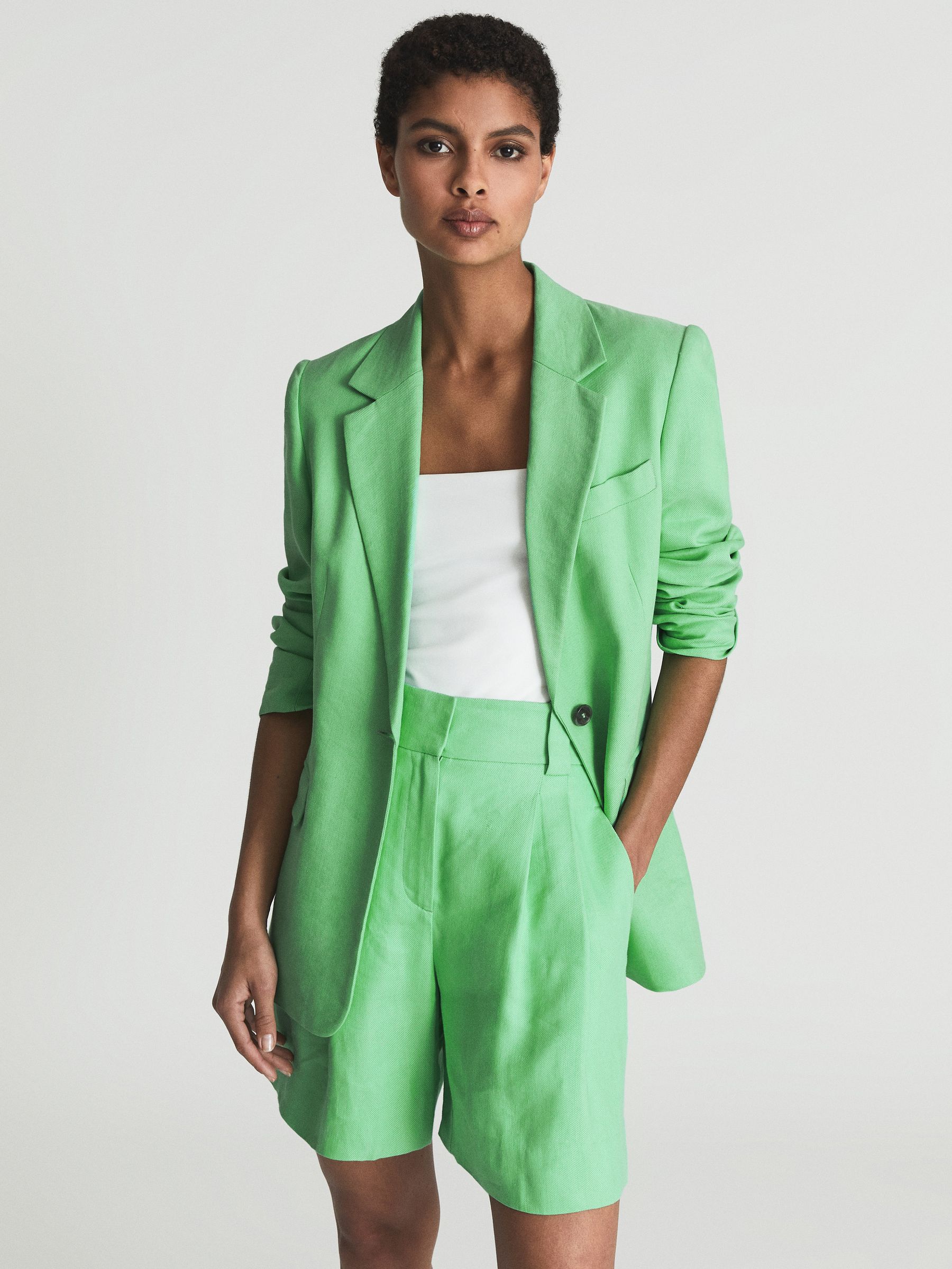 Single Breasted Blazer in Green - Image 1 of 7