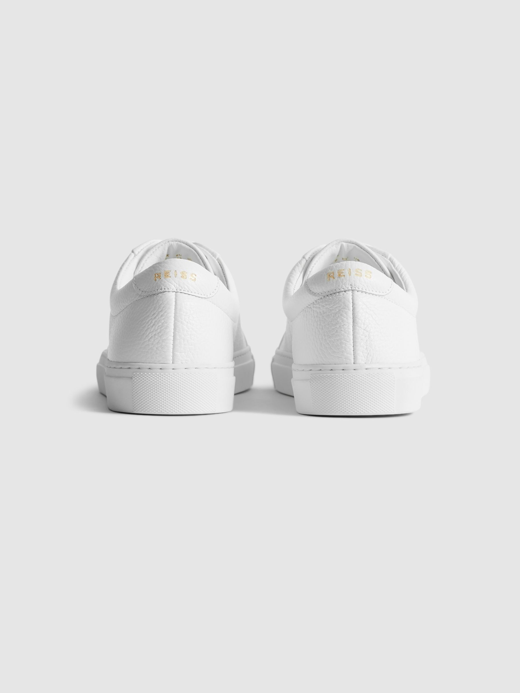 Grained Leather Trainers in White - Image 5 of 7