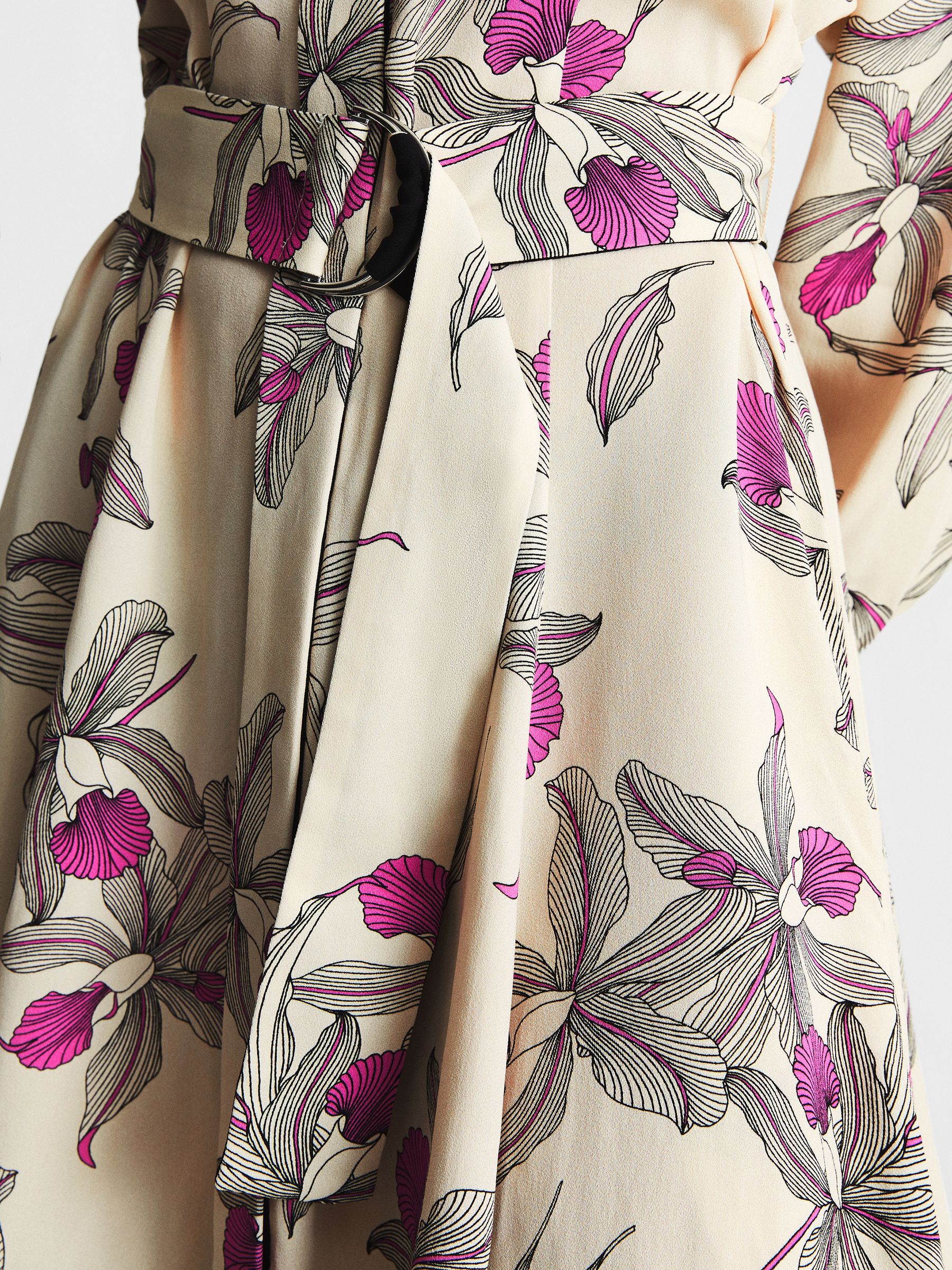 Orchid Print Mini Dress in Cream - Image 6 of 6