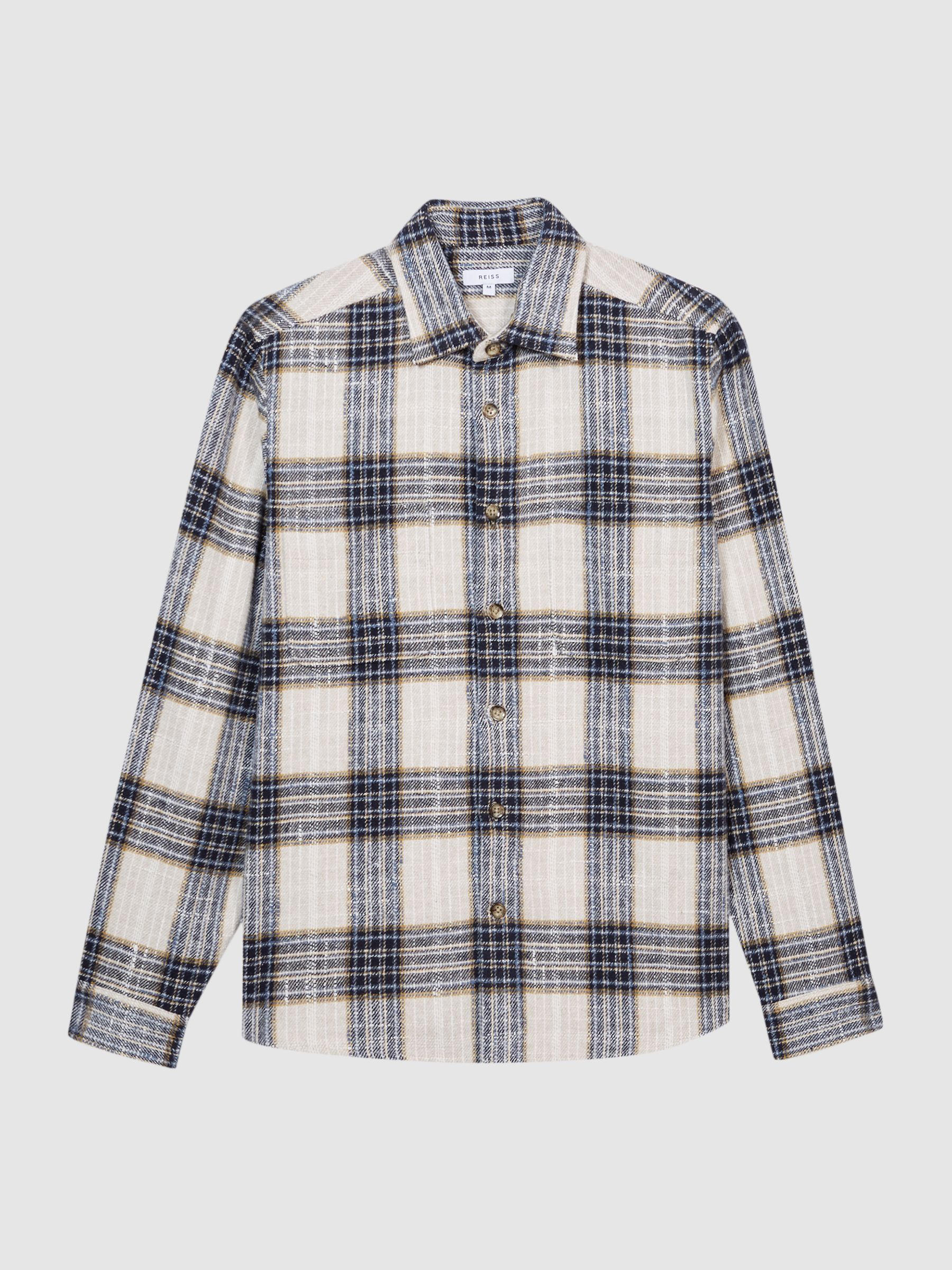 Large Check Twill Overshirt in Blue/Ecru - Image 2 of 6