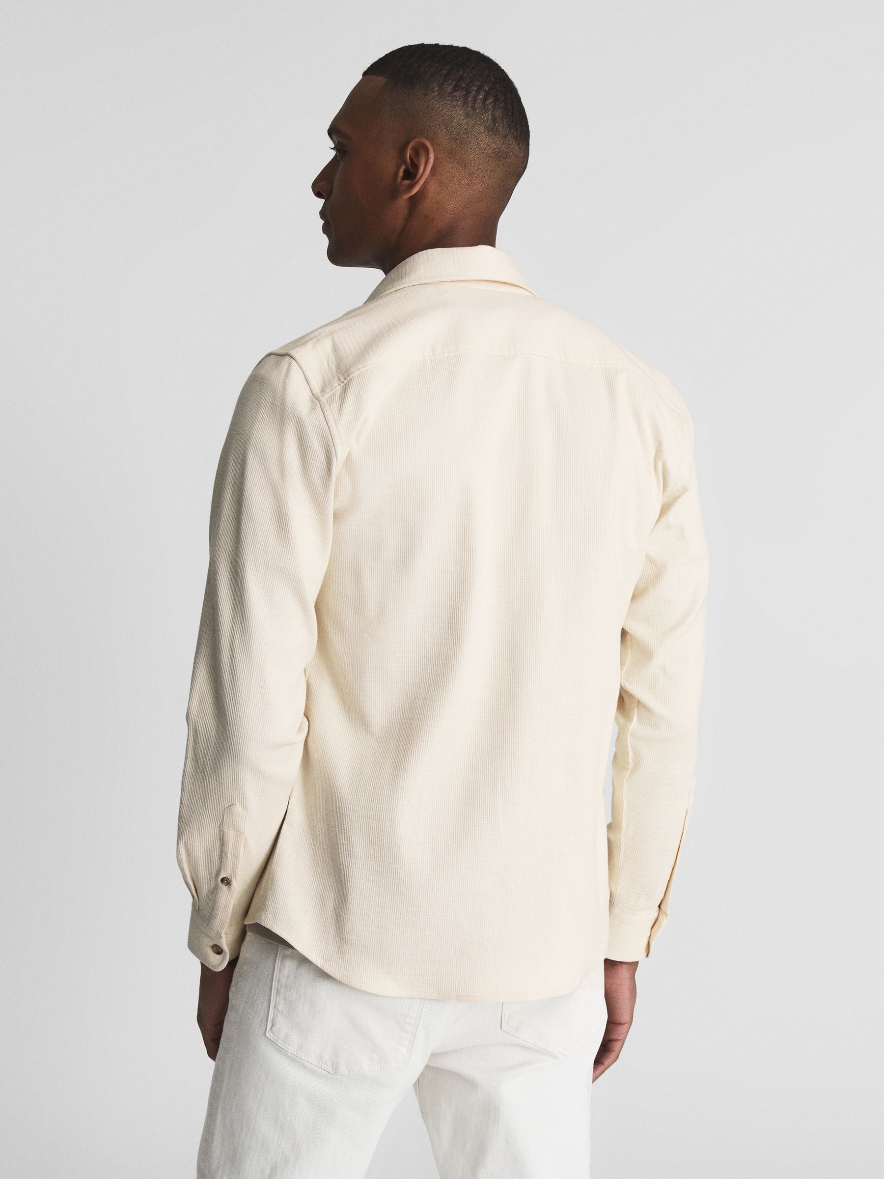 Twill Jersey Overshirt in Ecru - Image 5 of 7