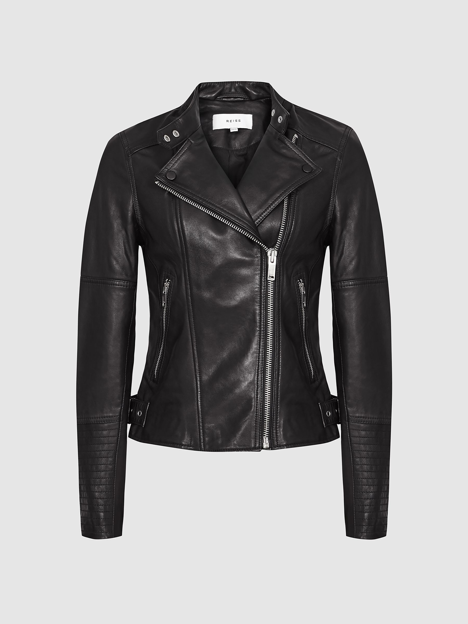 Leather Biker Jacket in Black - Image 2 of 6