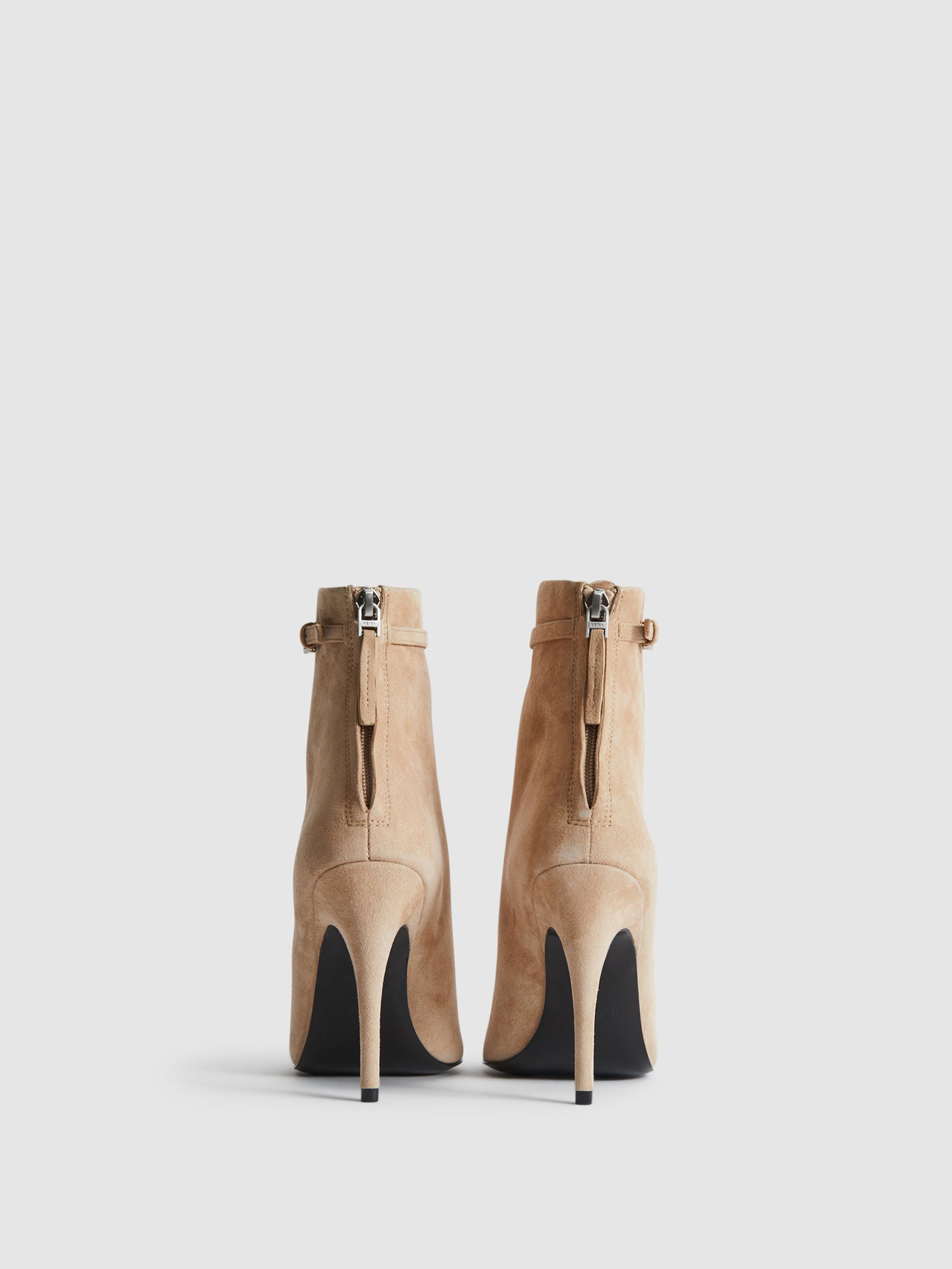 Suede Heeled Ankle Boots in Biscuit - Image 5 of 6