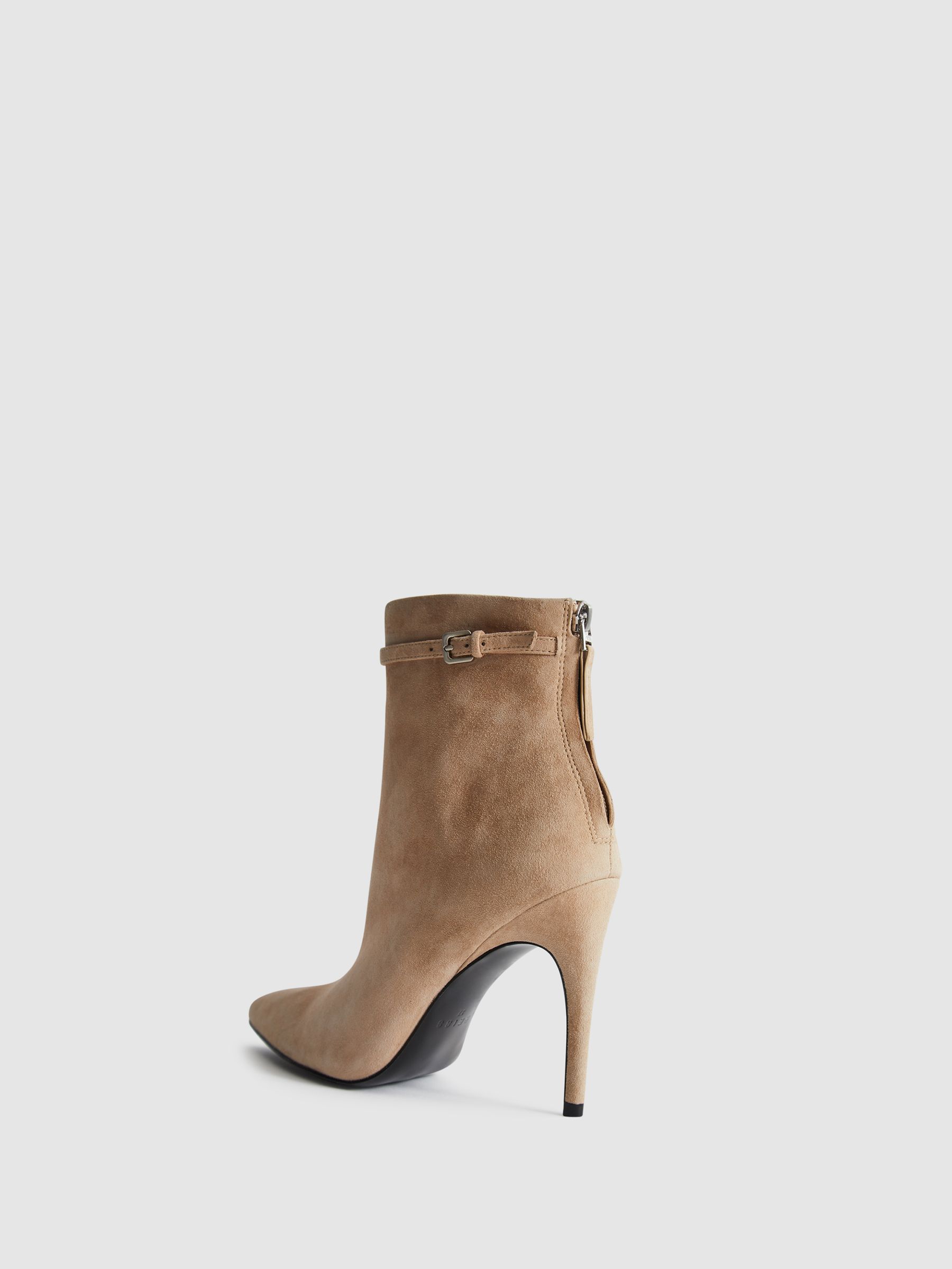 Suede Heeled Ankle Boots in Biscuit - Image 6 of 6