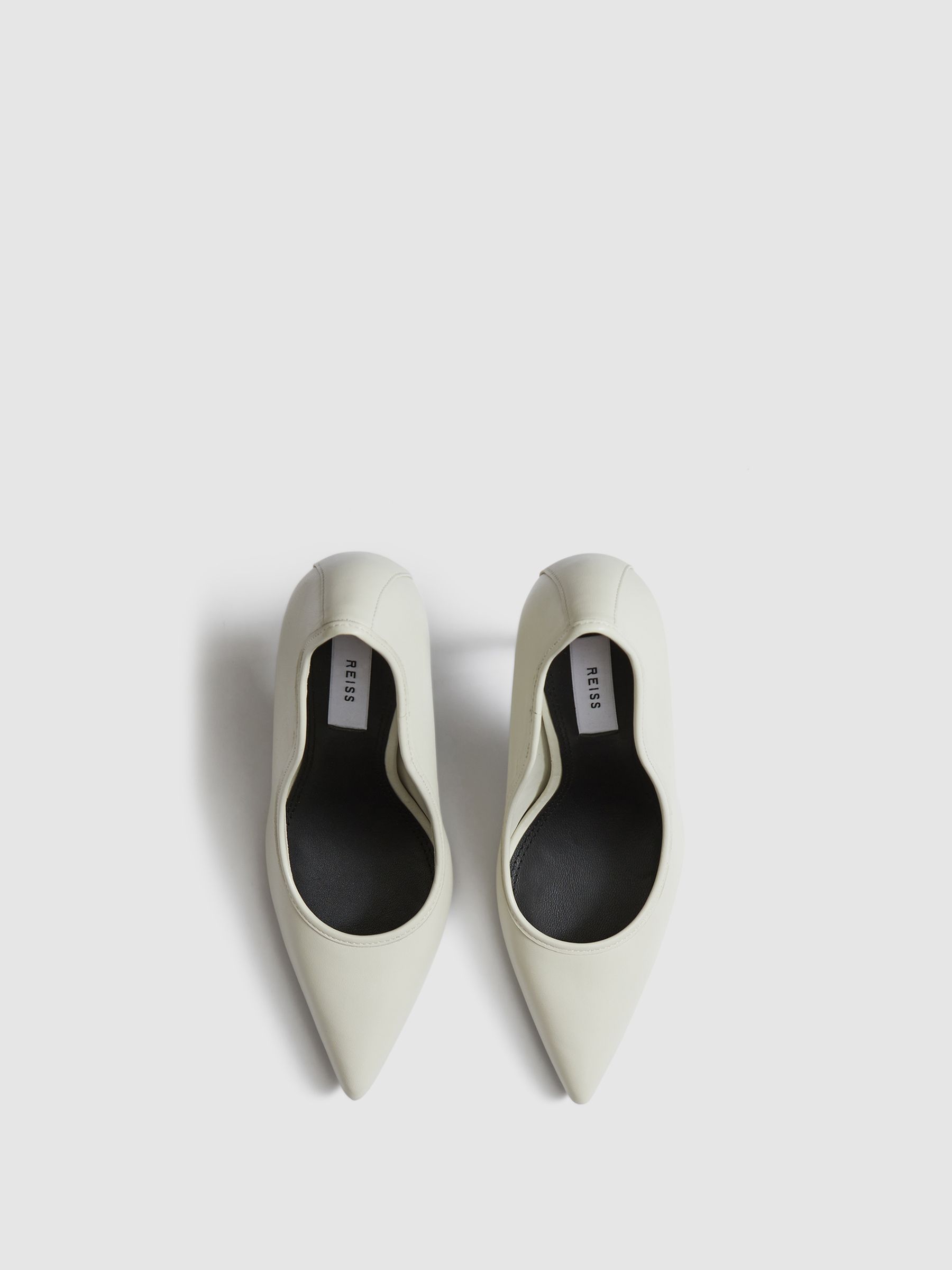 Leather Heeled Court Shoe in Off White - Image 3 of 8