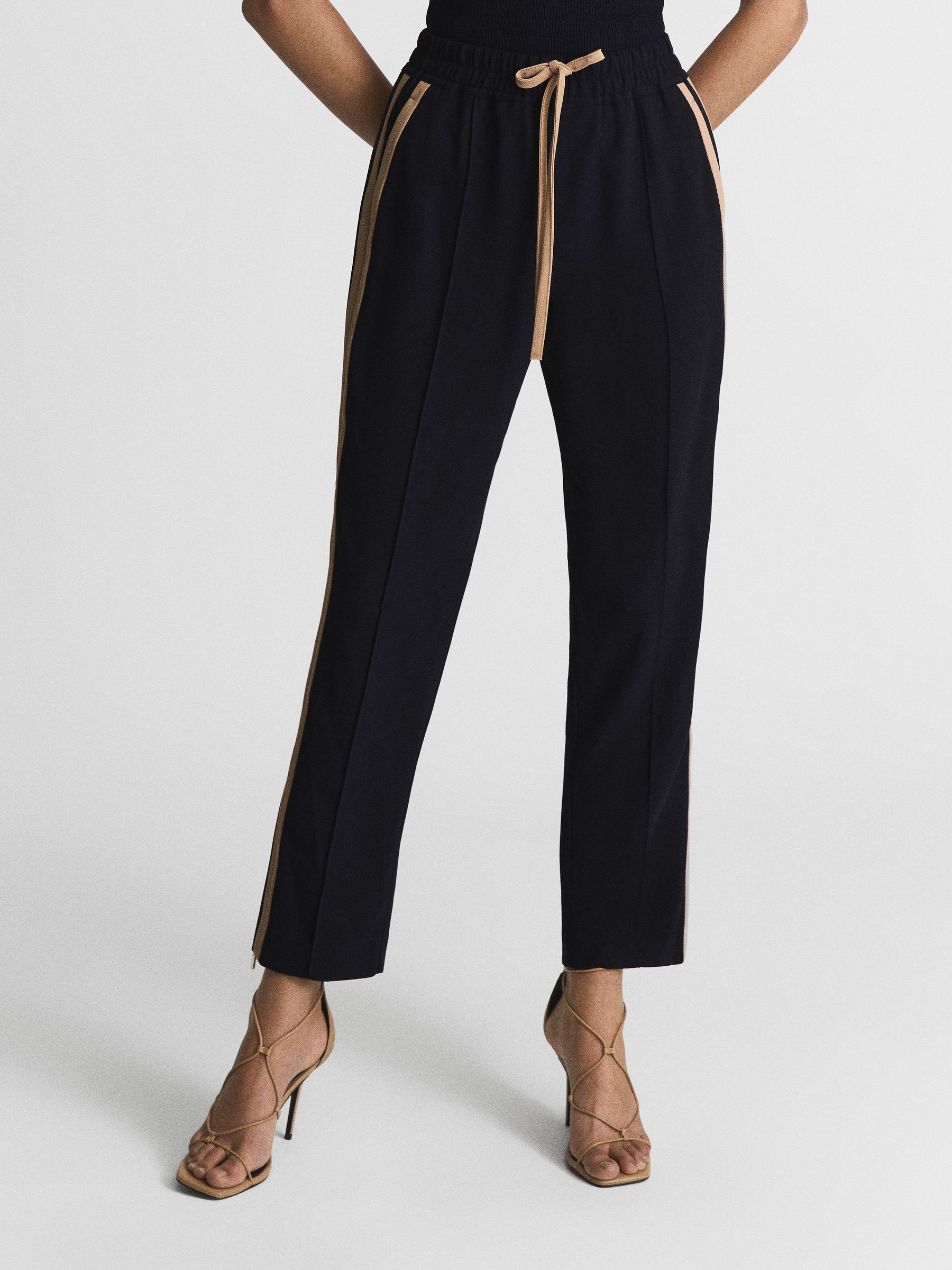 Tapered Side Stripe Trousers in Navy - Image 4 of 7