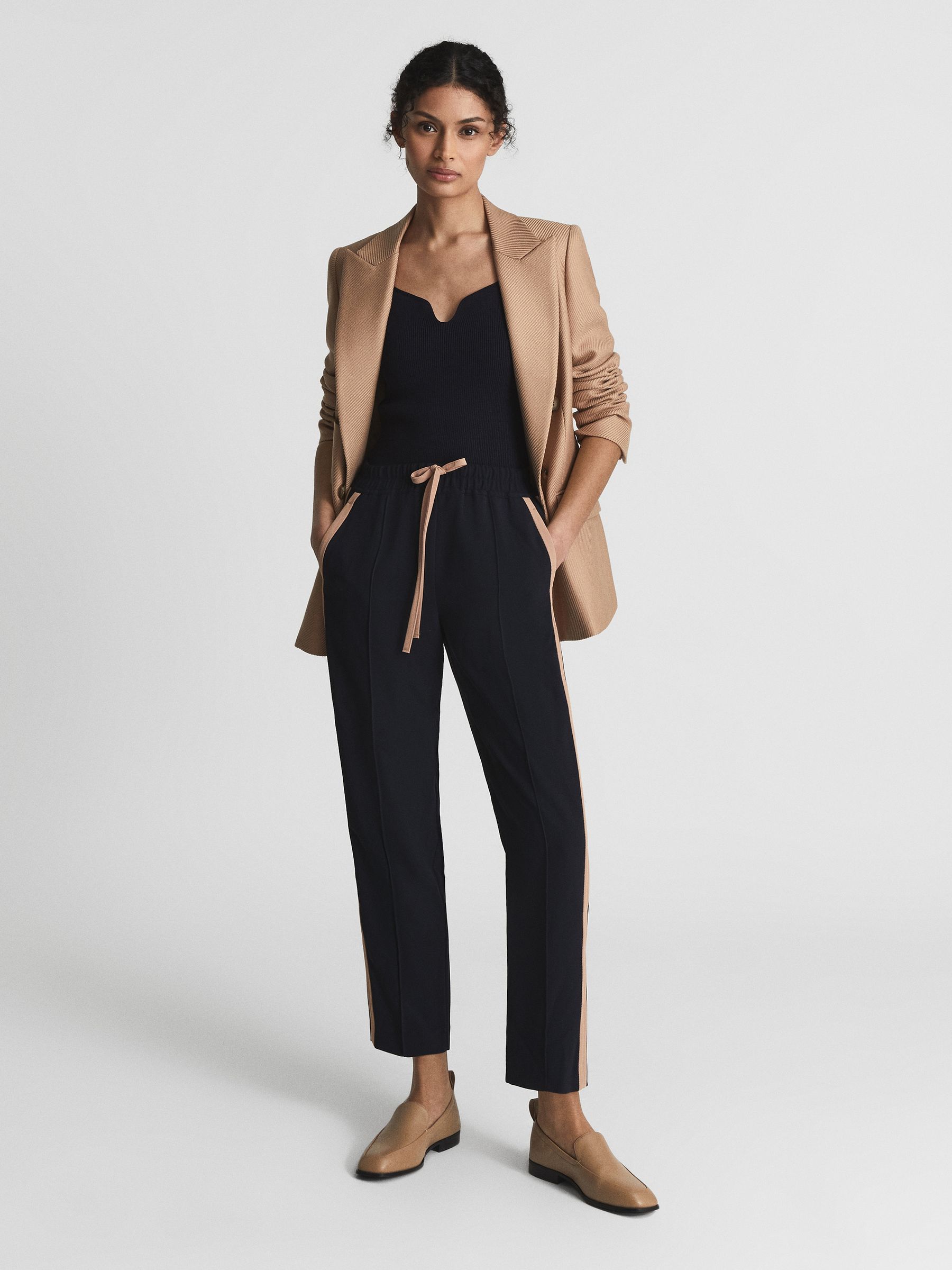 Tapered Side Stripe Trousers in Navy - Image 7 of 7