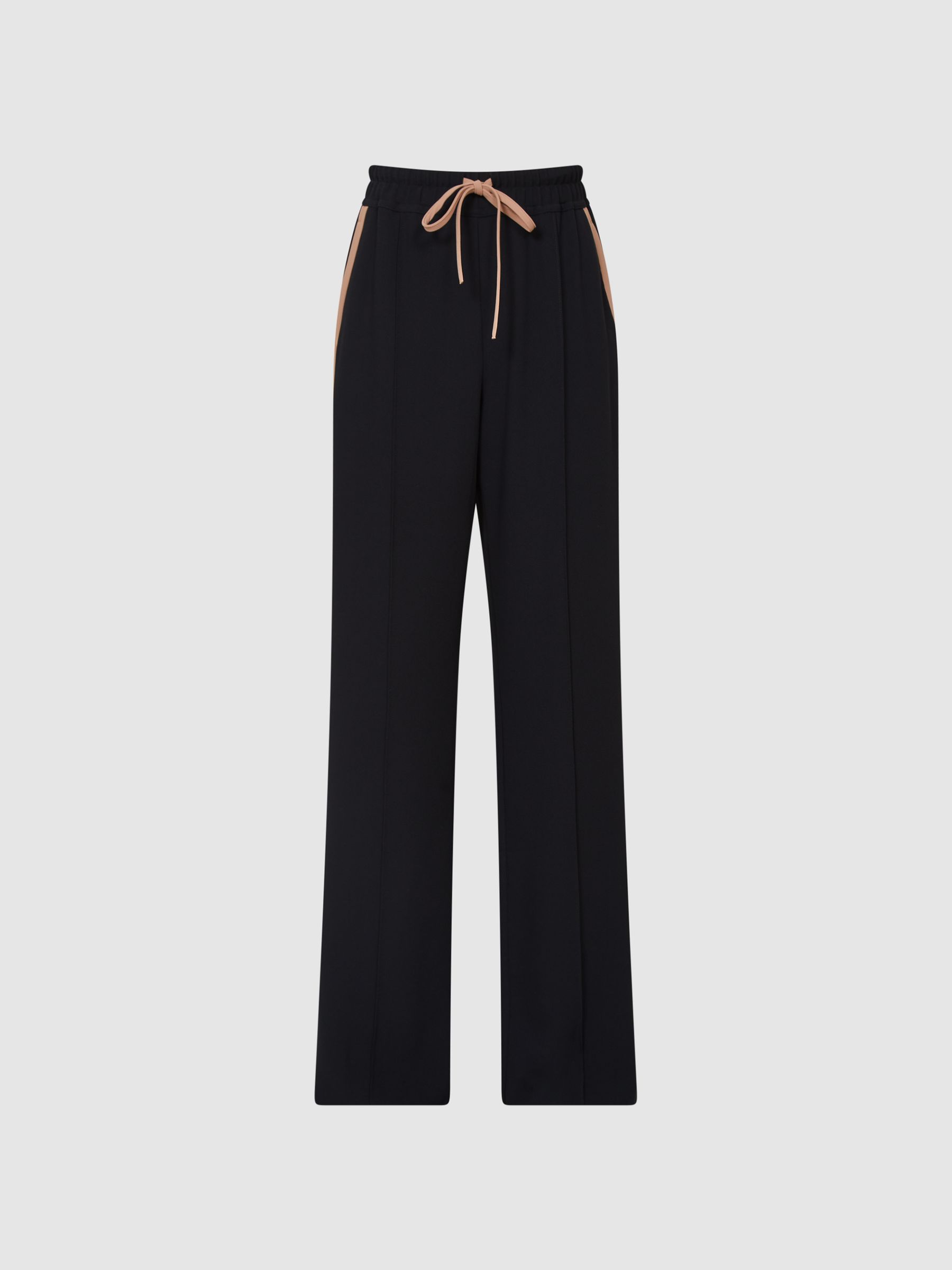Wide Leg Side Stripe Trousers in Black - Image 2 of 7