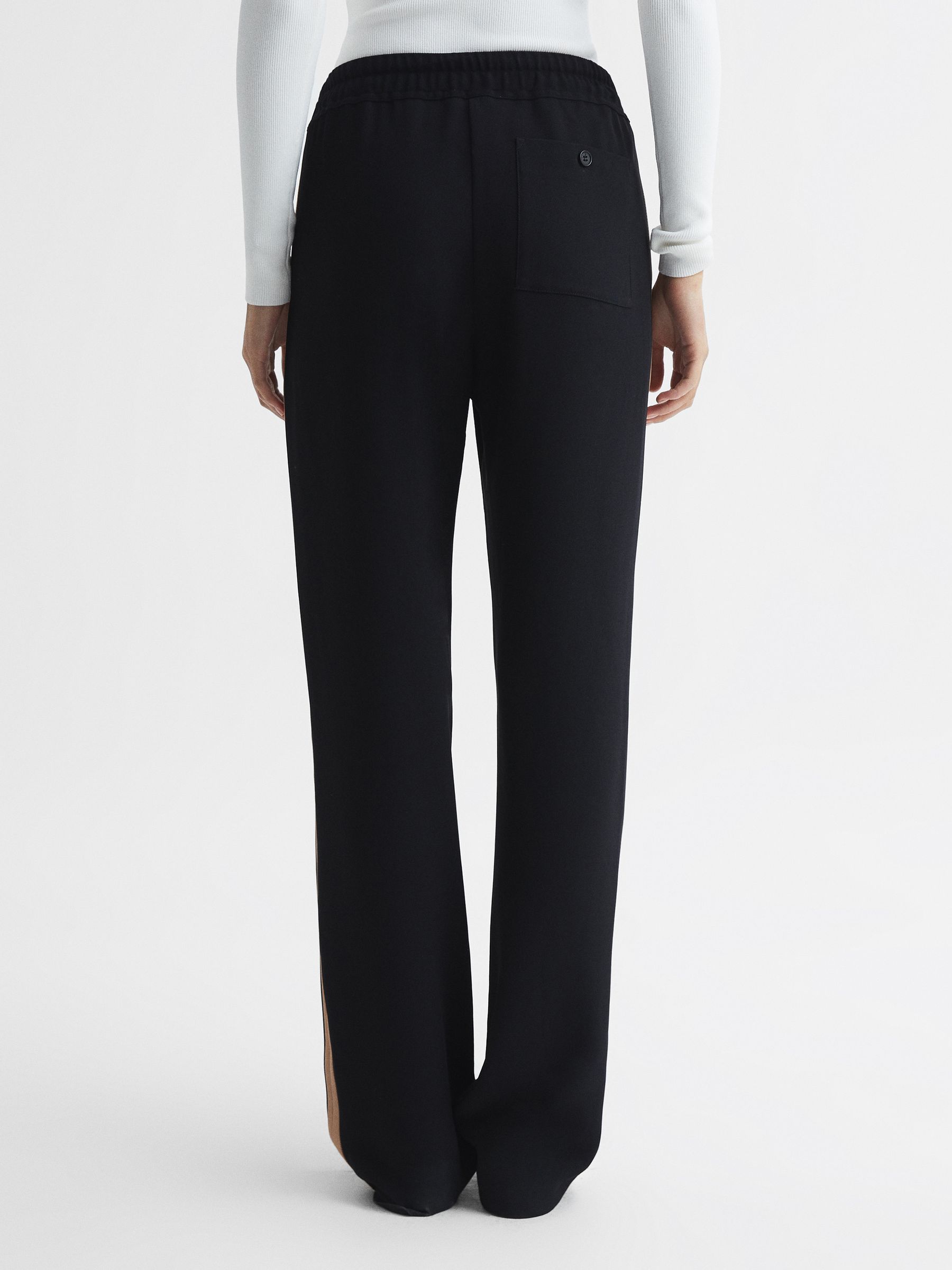 Wide Leg Side Stripe Trousers in Black - Image 5 of 7