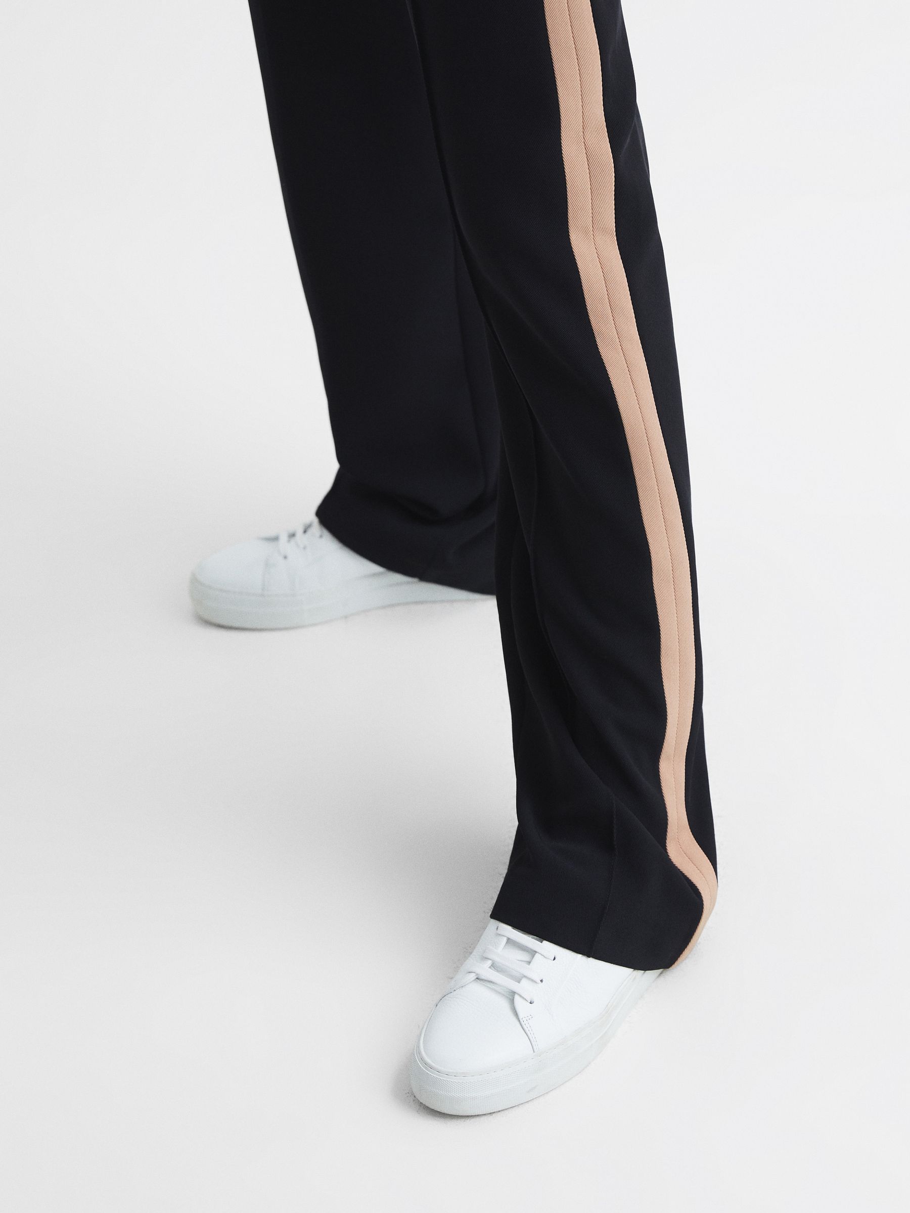 Wide Leg Side Stripe Trousers in Black - Image 6 of 7