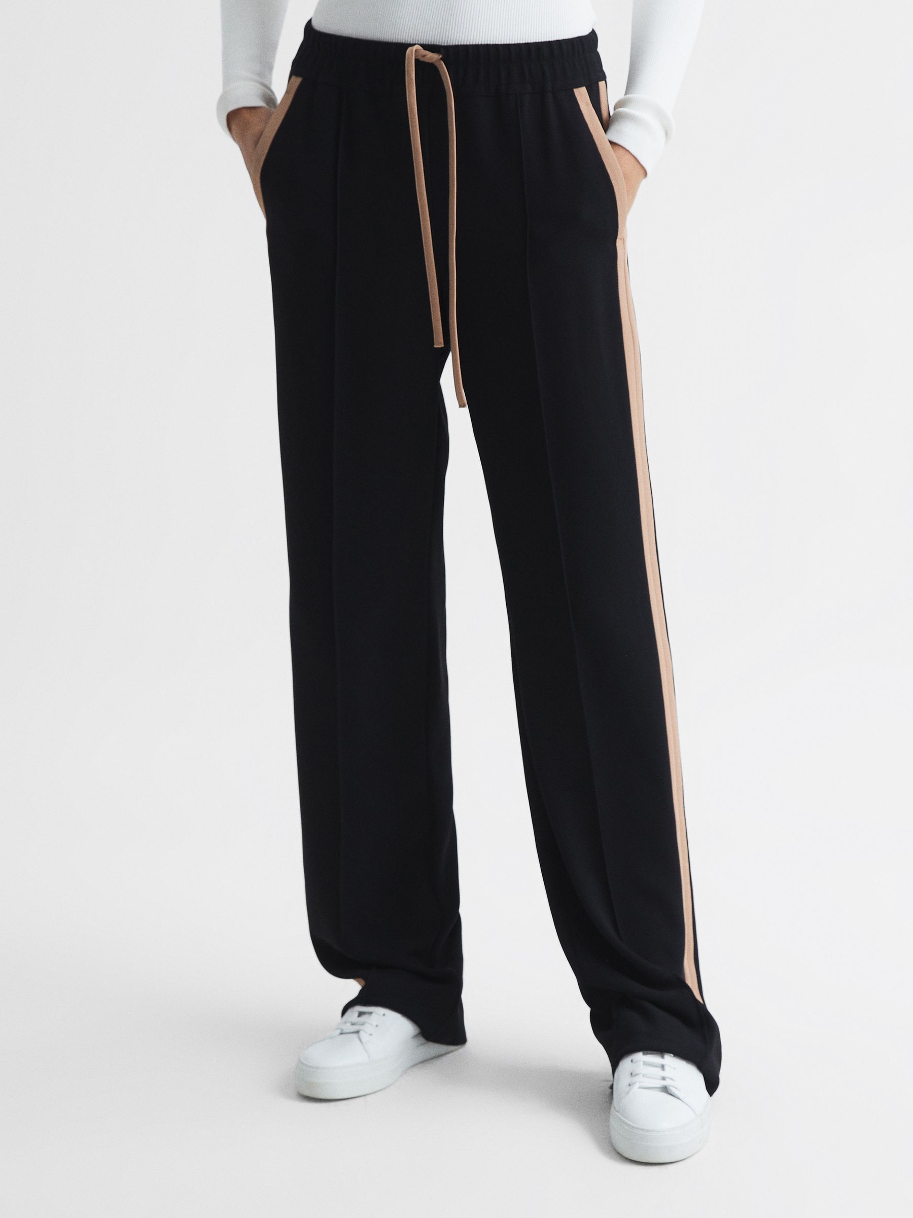 Wide Leg Side Stripe Trousers in Black - Image 7 of 7