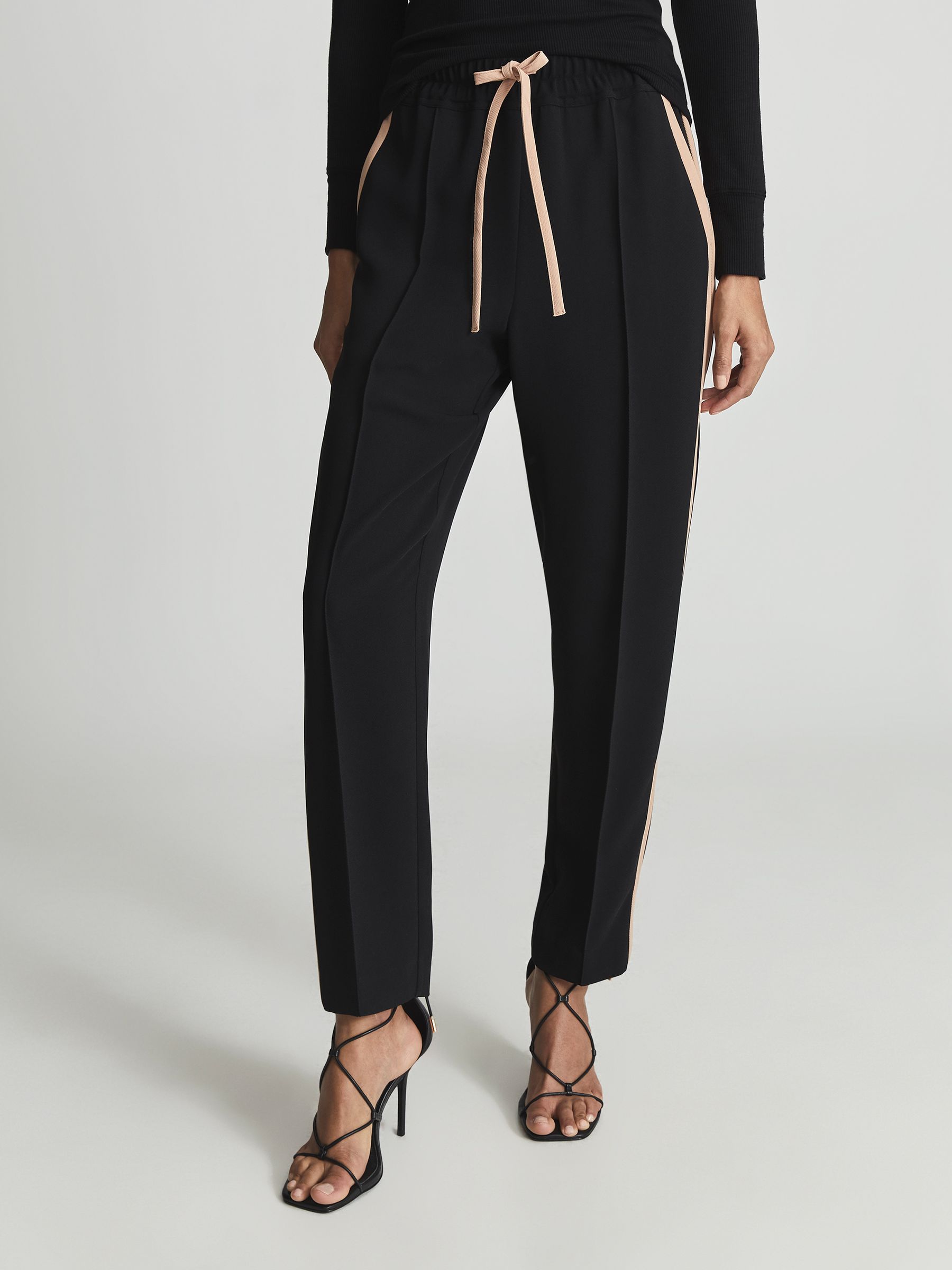 Tapered Side Stripe Trousers in Black - Image 3 of 7