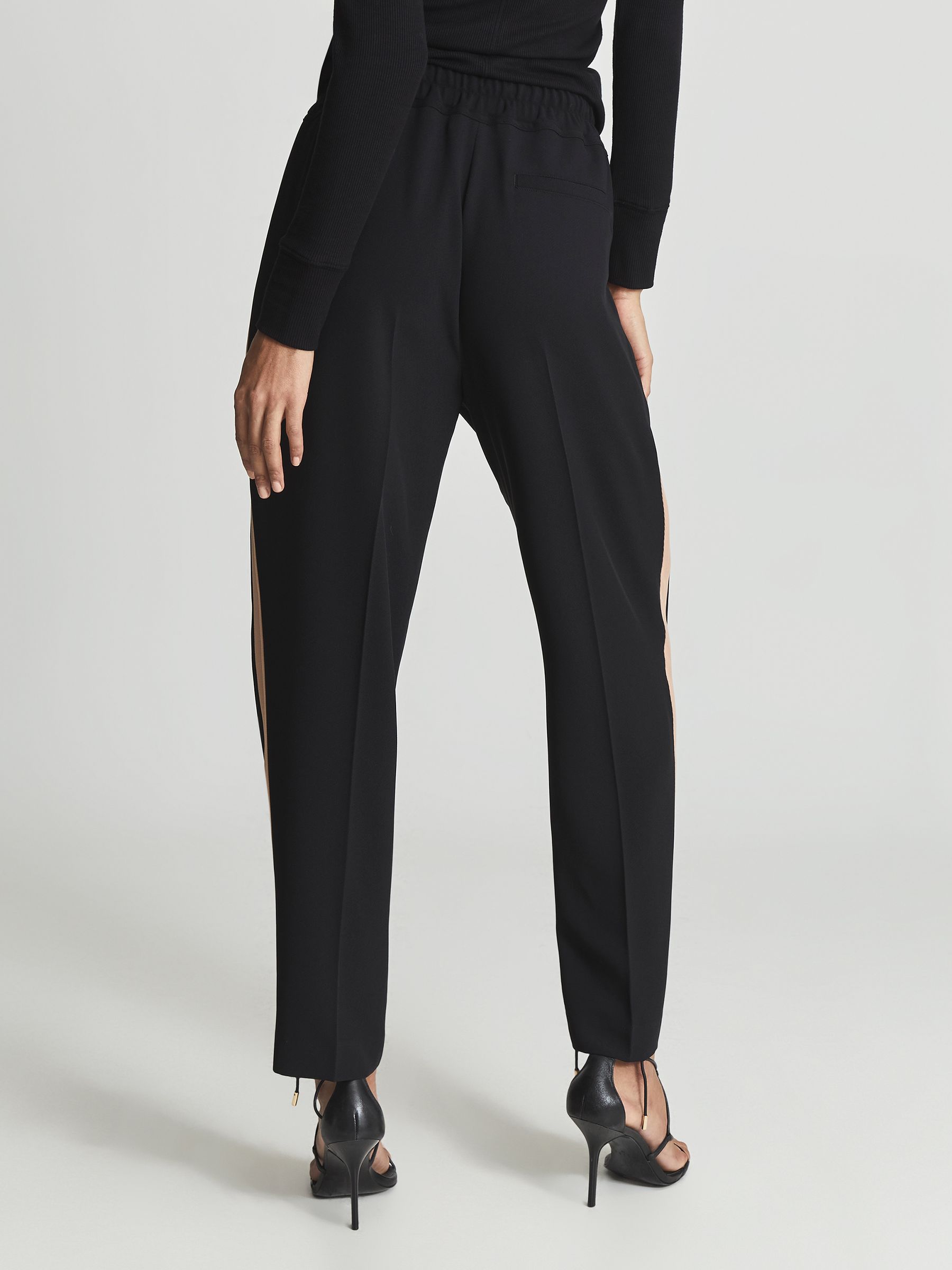 Tapered Side Stripe Trousers in Black - Image 5 of 7