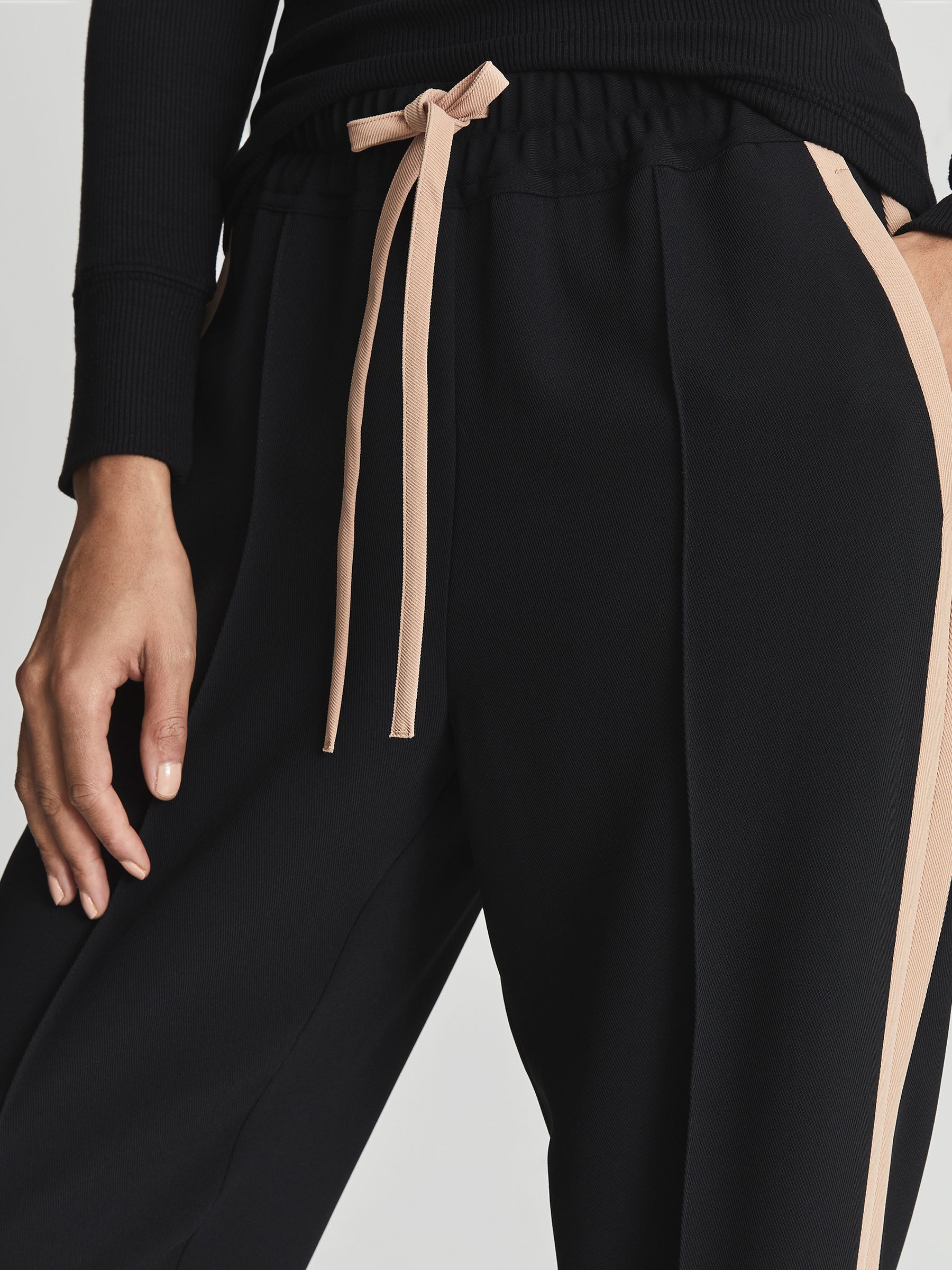 Tapered Side Stripe Trousers in Black - Image 6 of 7