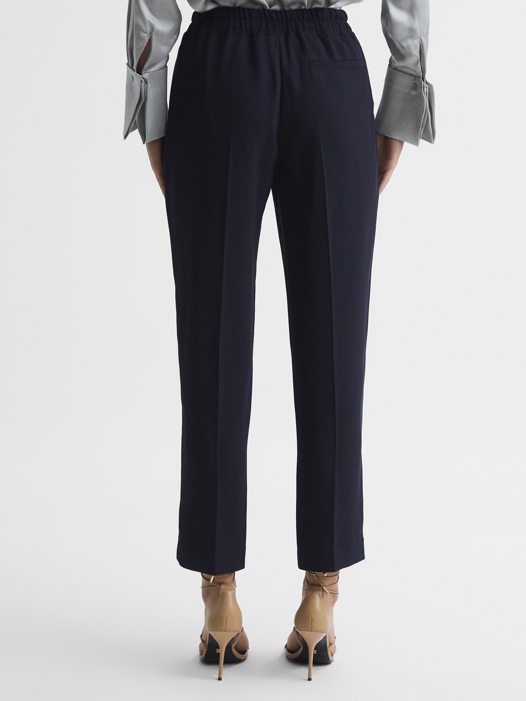 Petite Tapered Pull On Trousers in Navy - Image 5 of 7