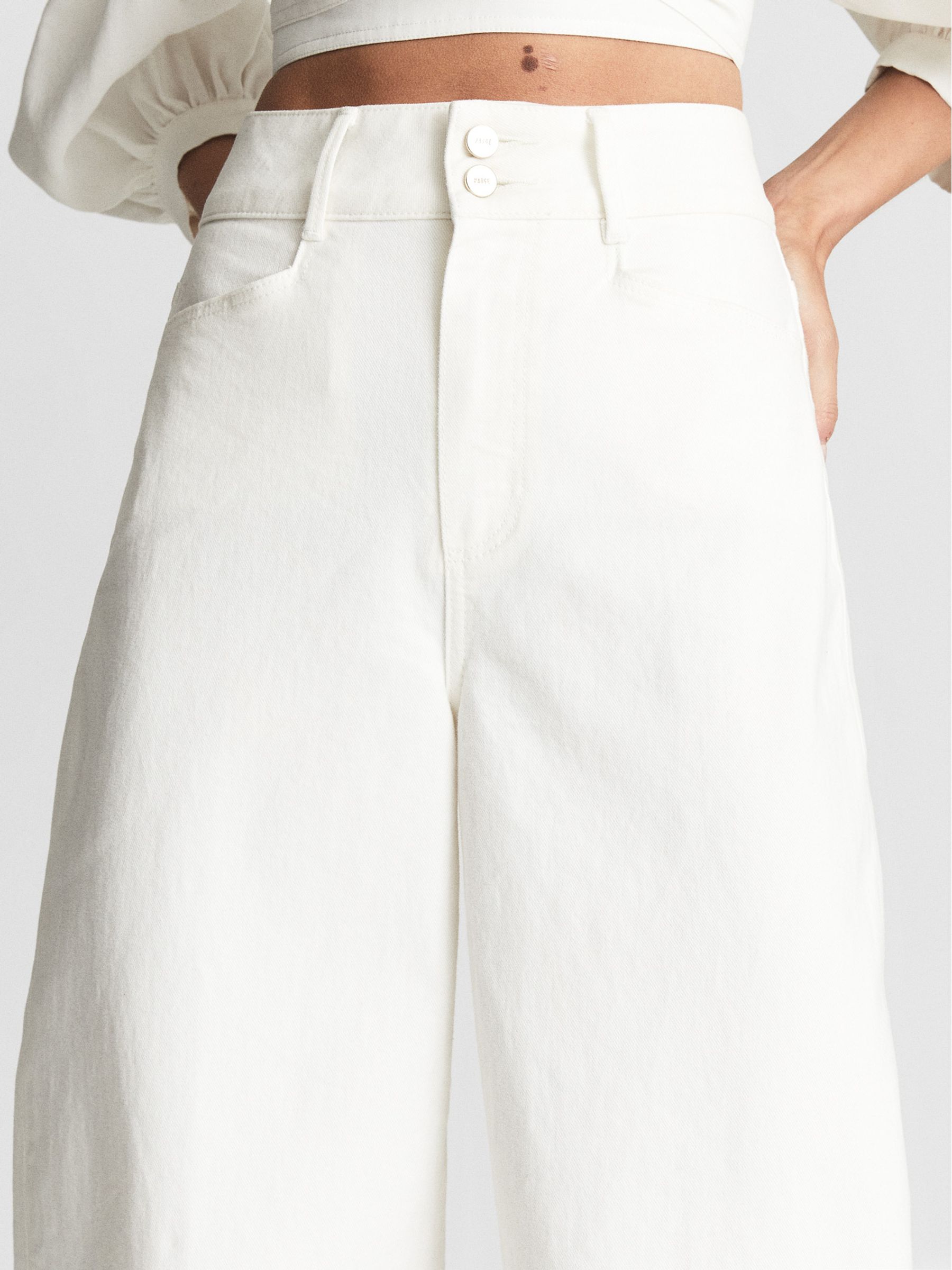 Paige Wide Leg Jeans in Ecru - Image 4 of 7